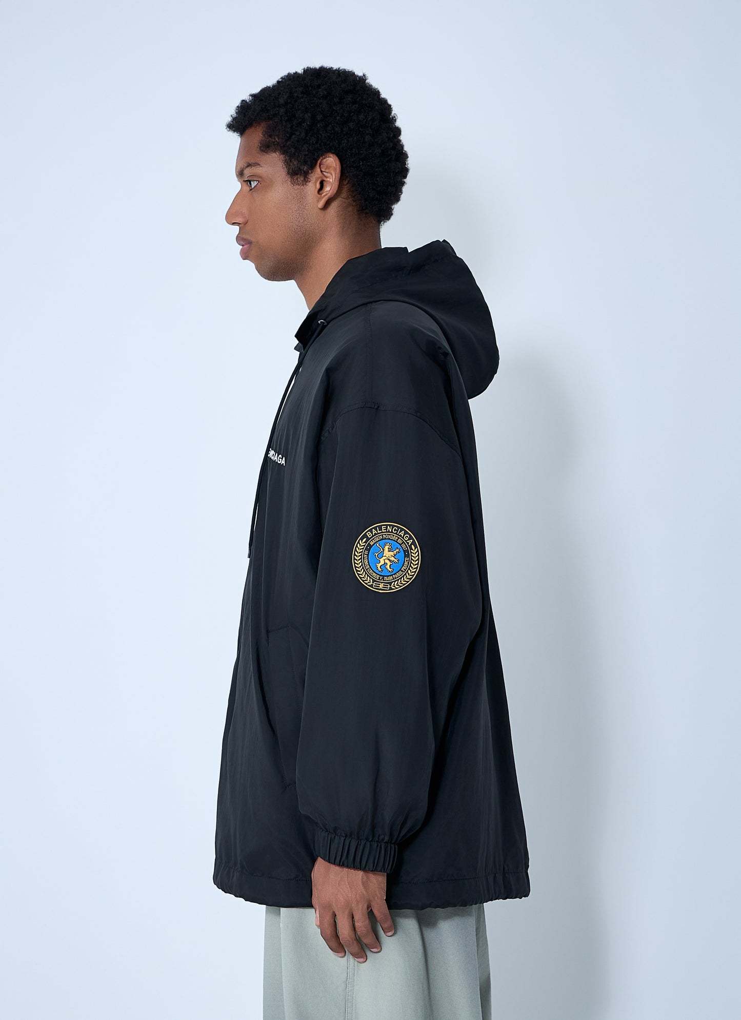 Balenciaga Men Logo Motif Windbreaker Jacket BALENCIAGA
