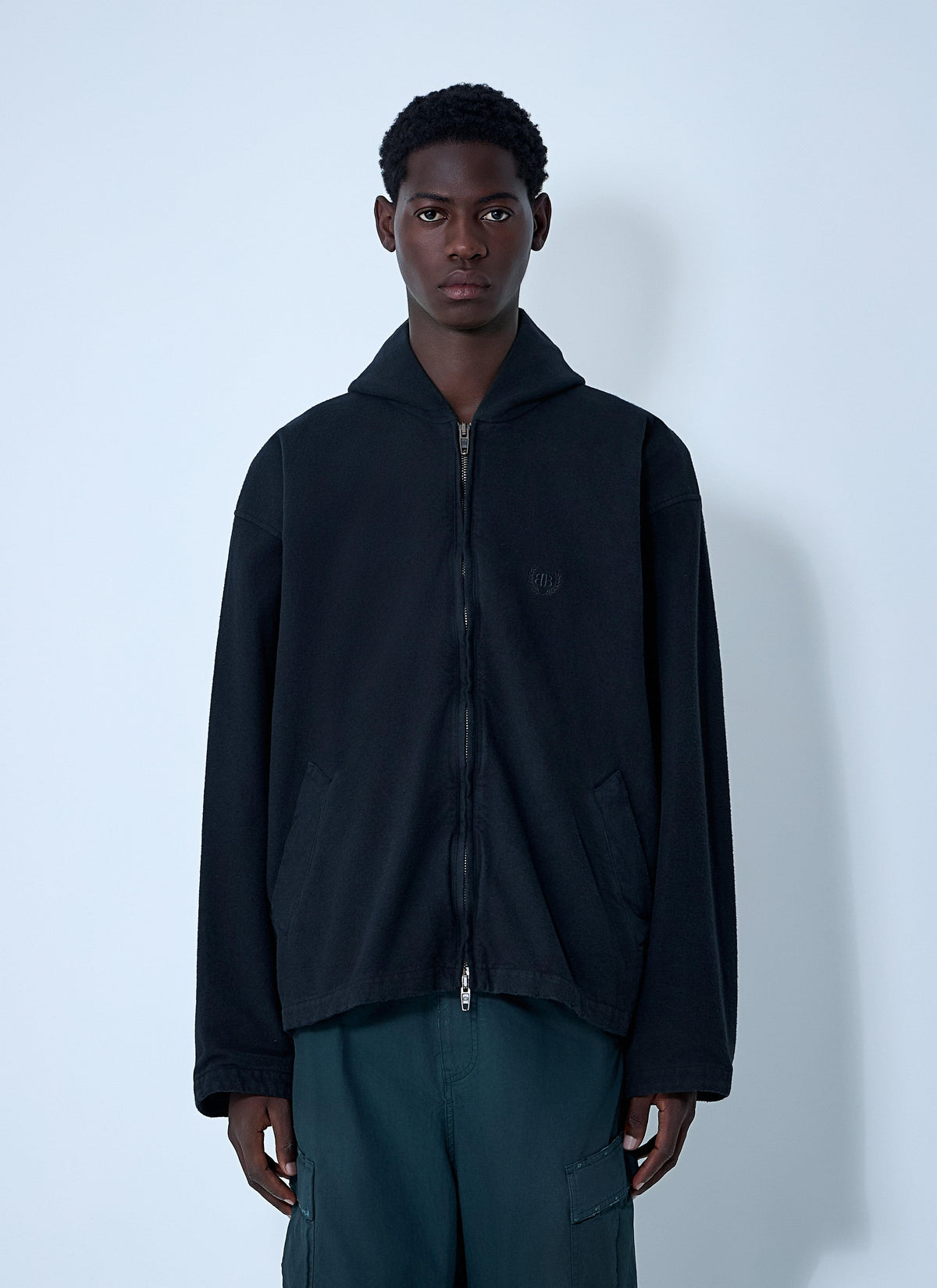 Balenciaga Men Logo Motif Zip-Up Jacket BALENCIAGA