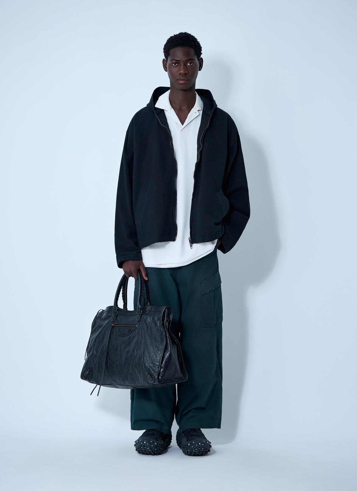Balenciaga Men Logo Motif Zip-Up Jacket BALENCIAGA