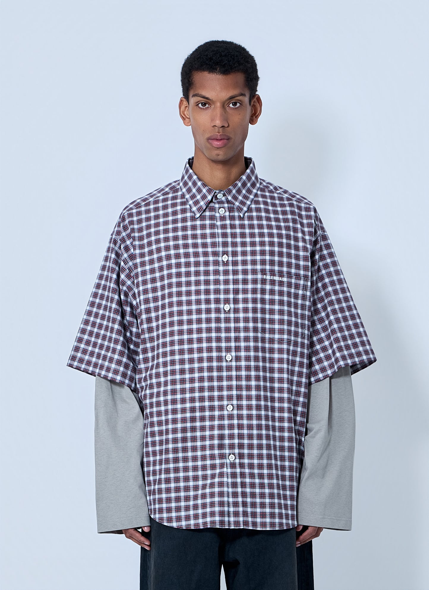 Balenciaga Men Layered Check Shirt BALENCIAGA