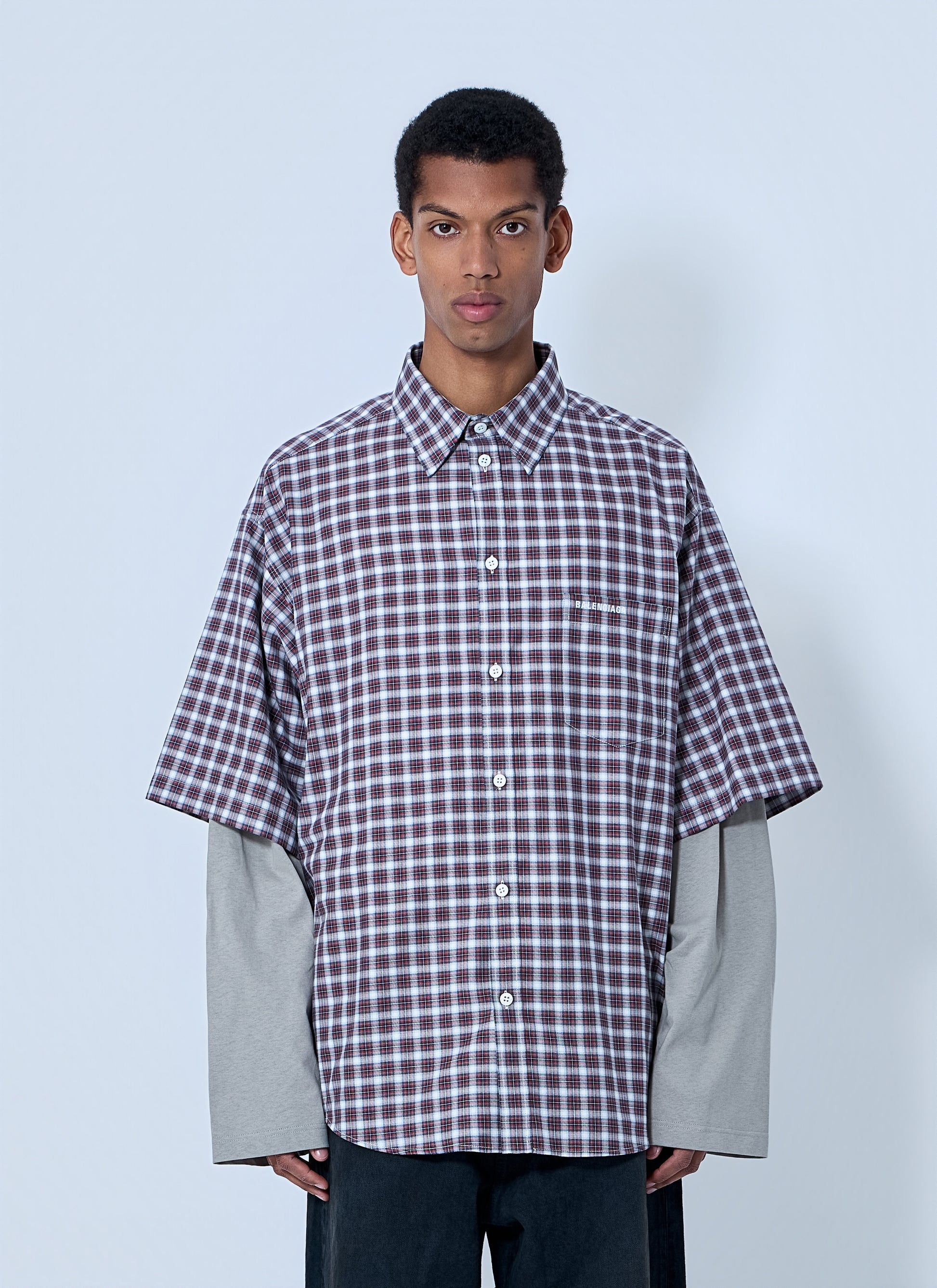 Balenciaga Men Layered Check Shirt BALENCIAGA