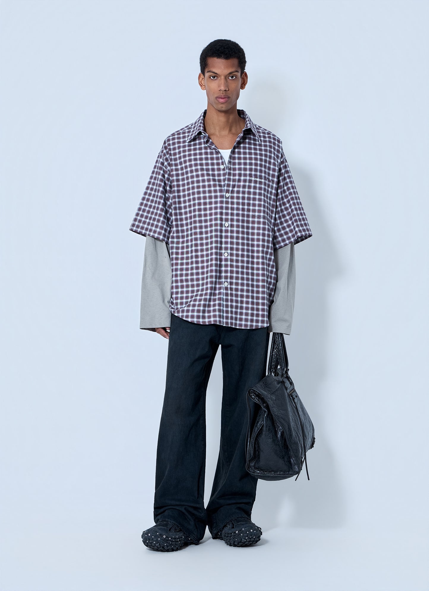 Balenciaga Men Layered Check Shirt BALENCIAGA