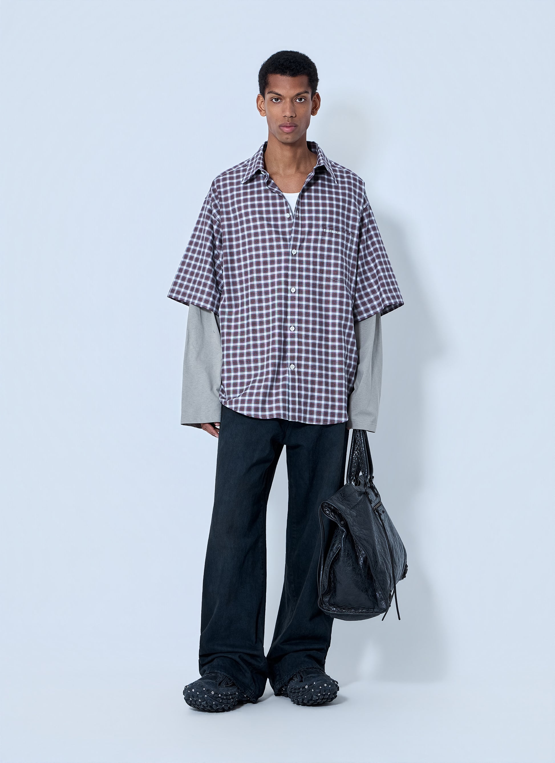 Balenciaga Men Layered Check Shirt BALENCIAGA