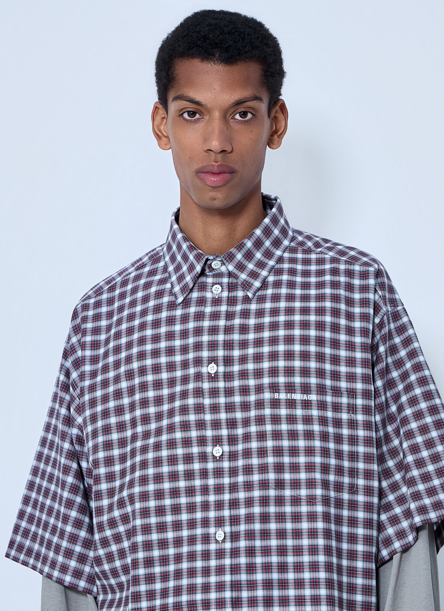 Balenciaga Men Layered Check Shirt BALENCIAGA