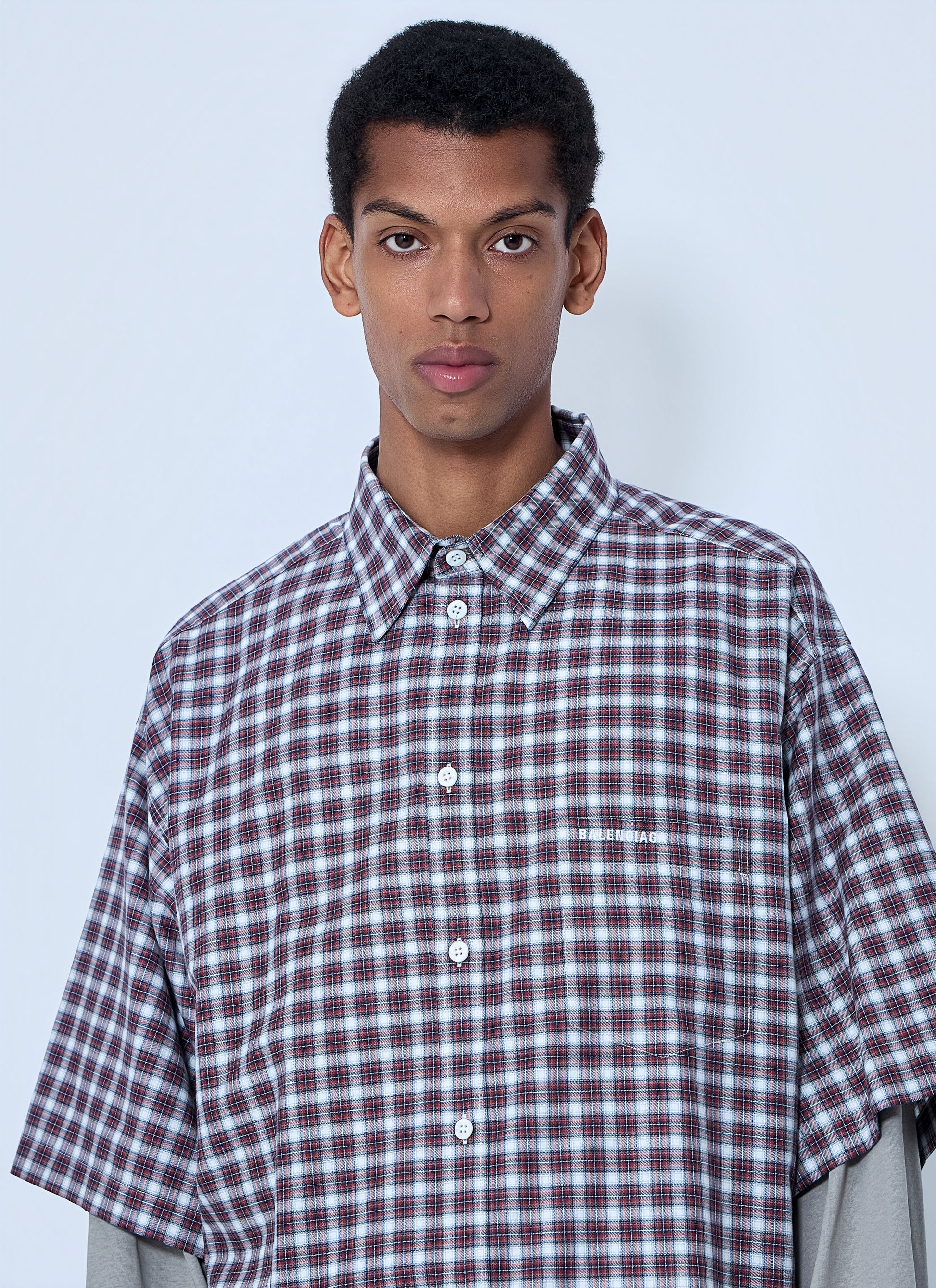 Balenciaga Men Layered Check Shirt BALENCIAGA