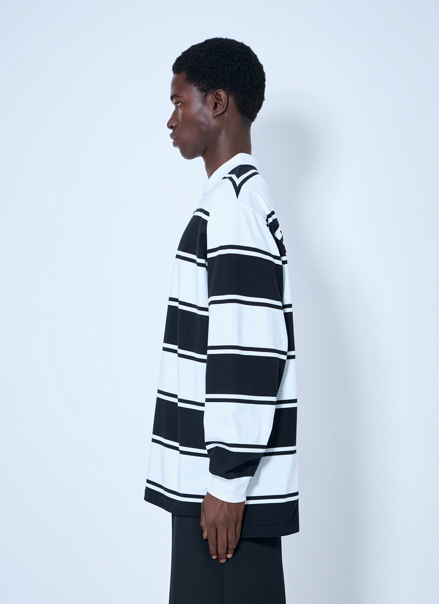 Balenciaga Men Striped Logo-Patch Polo Shirt BALENCIAGA