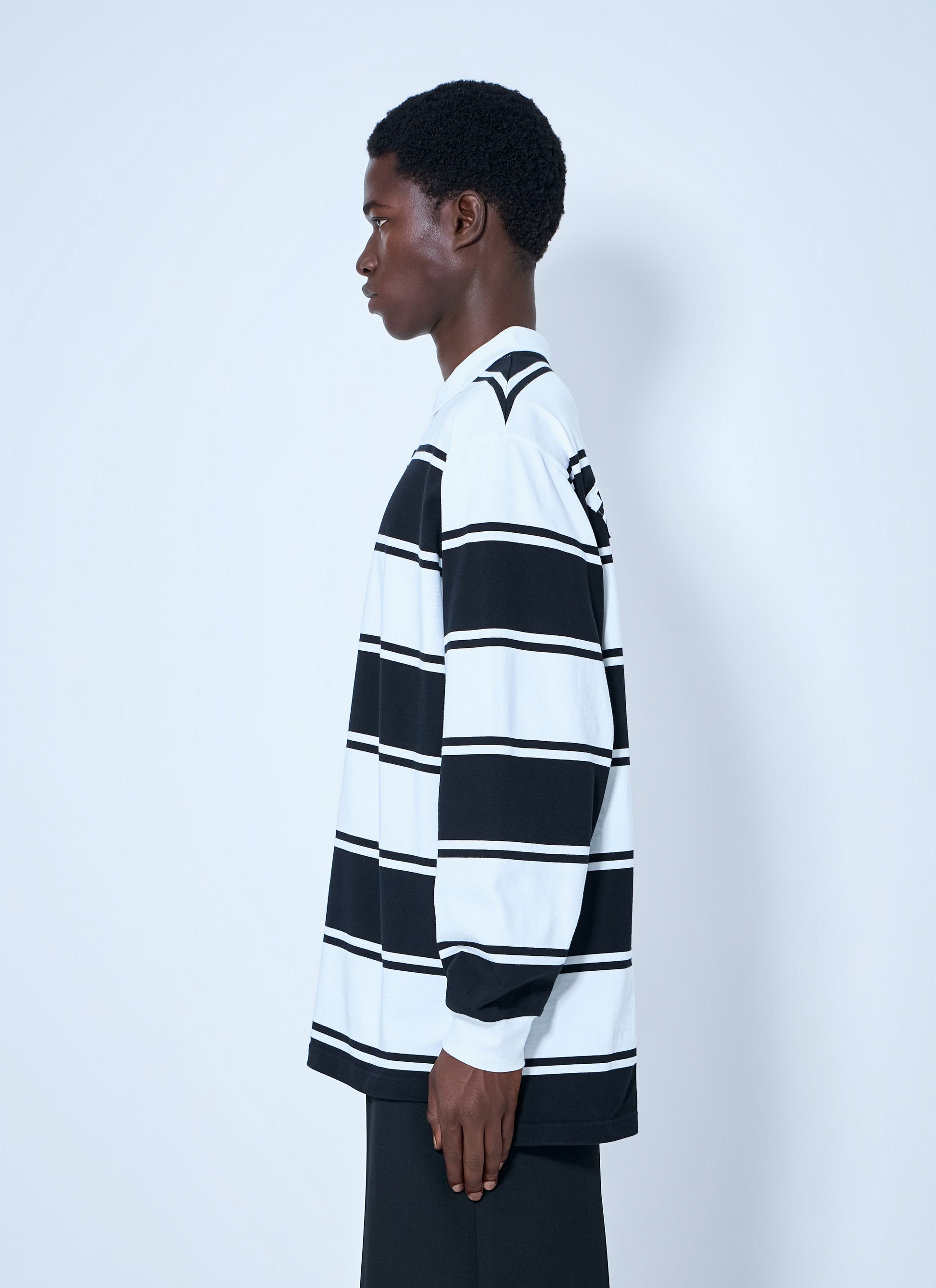 Balenciaga Men Striped Logo-Patch Polo Shirt BALENCIAGA