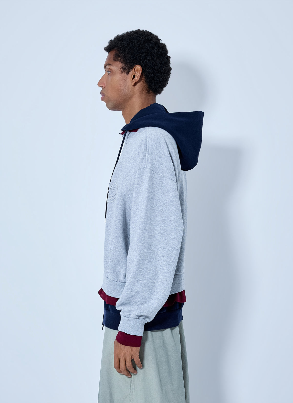 Balenciaga Men Layered Hoodie With Embroidered Logo BALENCIAGA