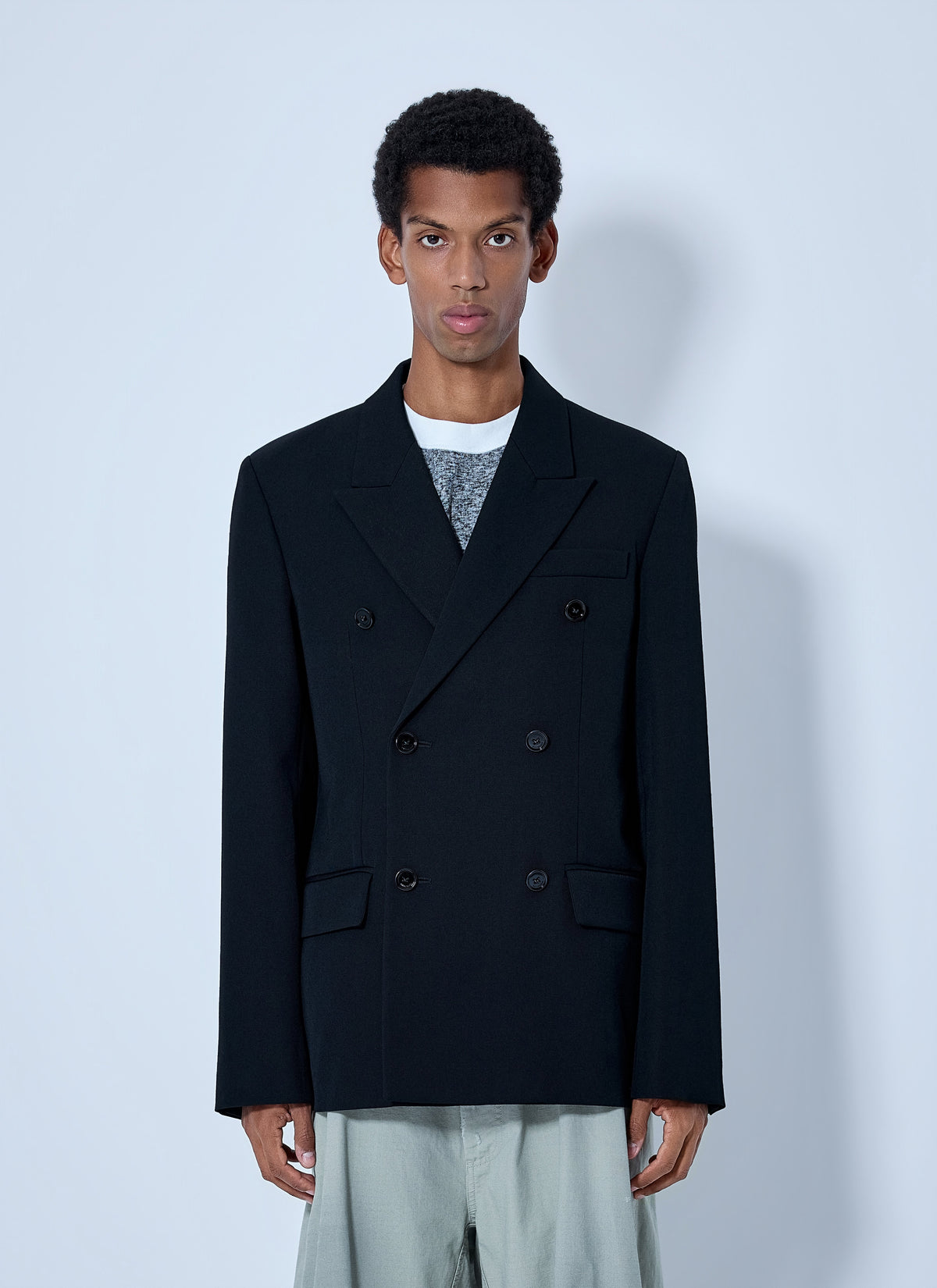 Balenciaga Men Double-Breasted Tailored Wool Twill Blazer BALENCIAGA