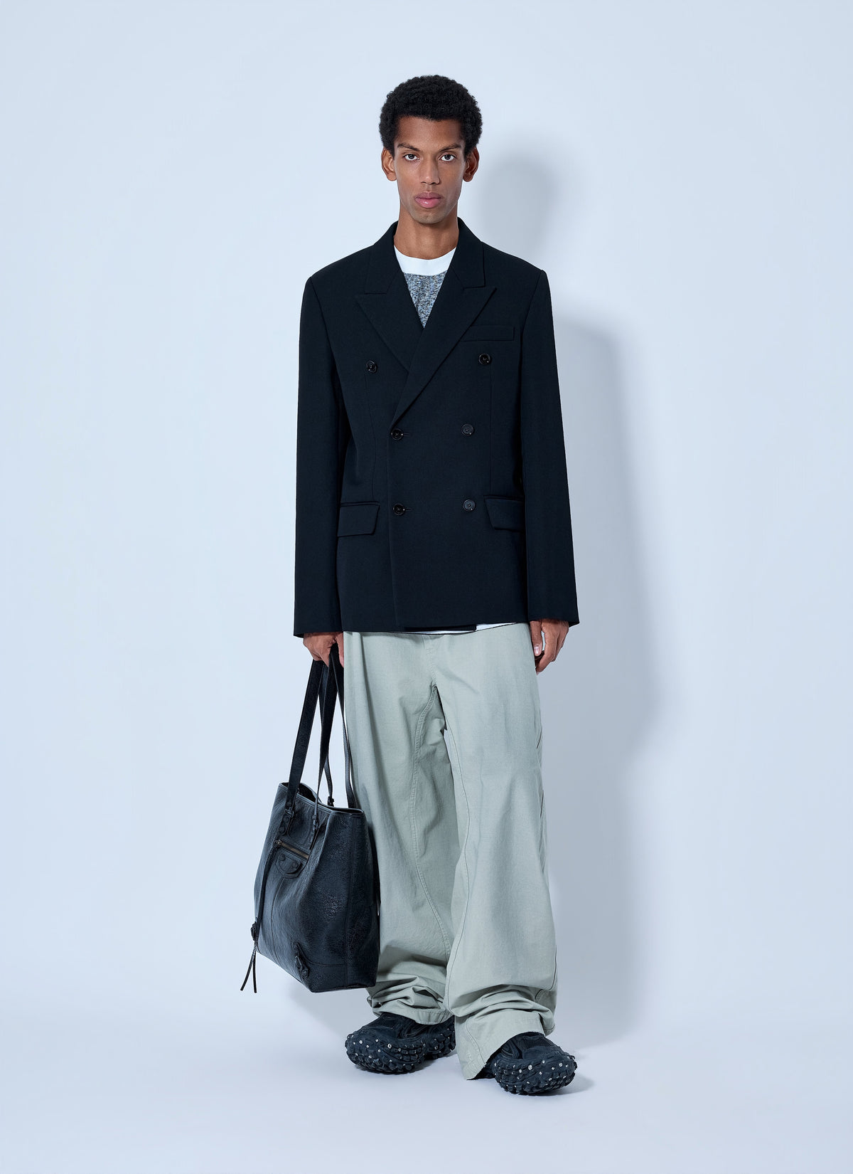 Balenciaga Men Double-Breasted Tailored Wool Twill Blazer BALENCIAGA