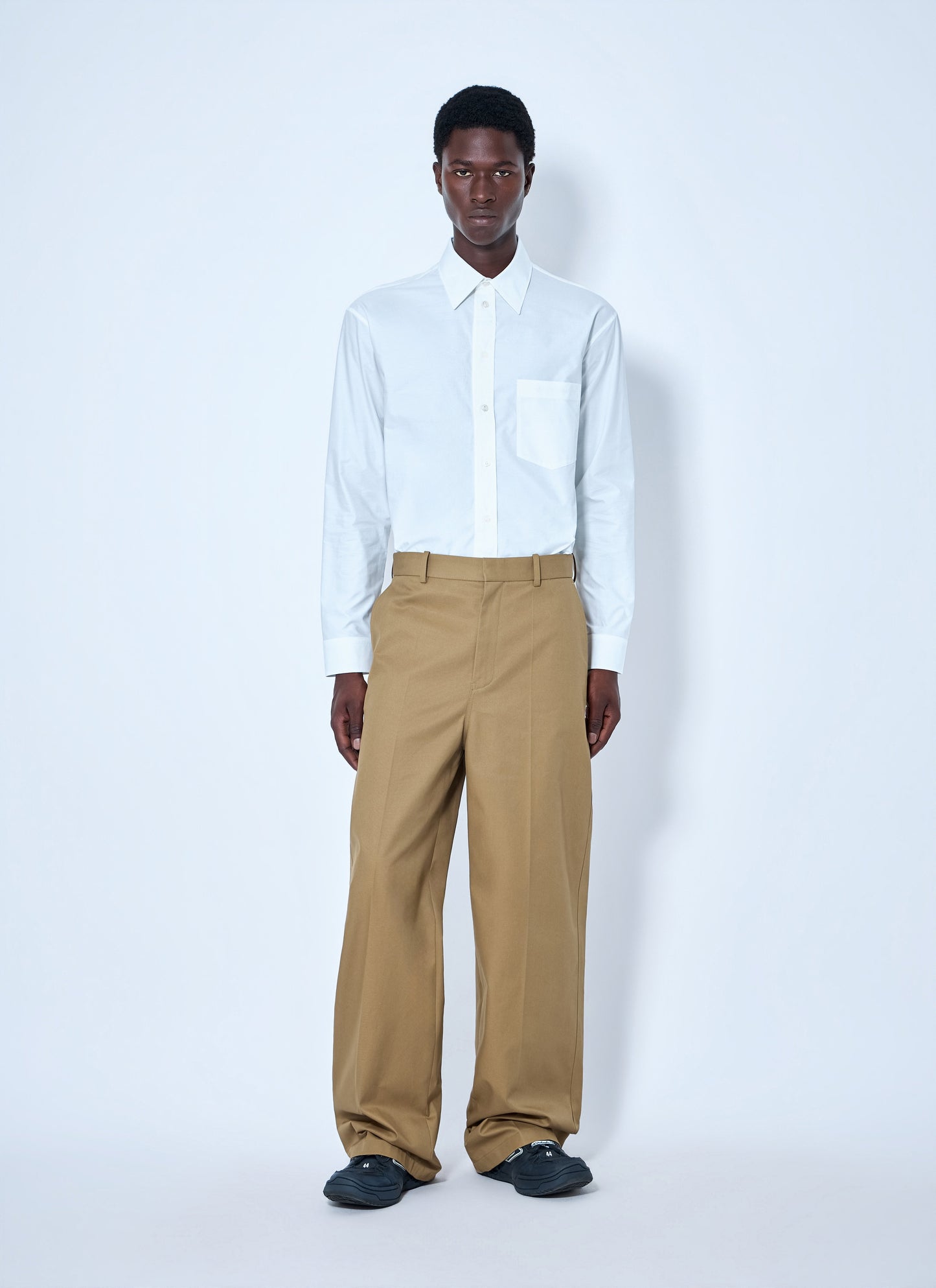 Balenciaga Men Wide Leg Cotton Chino Pants BALENCIAGA