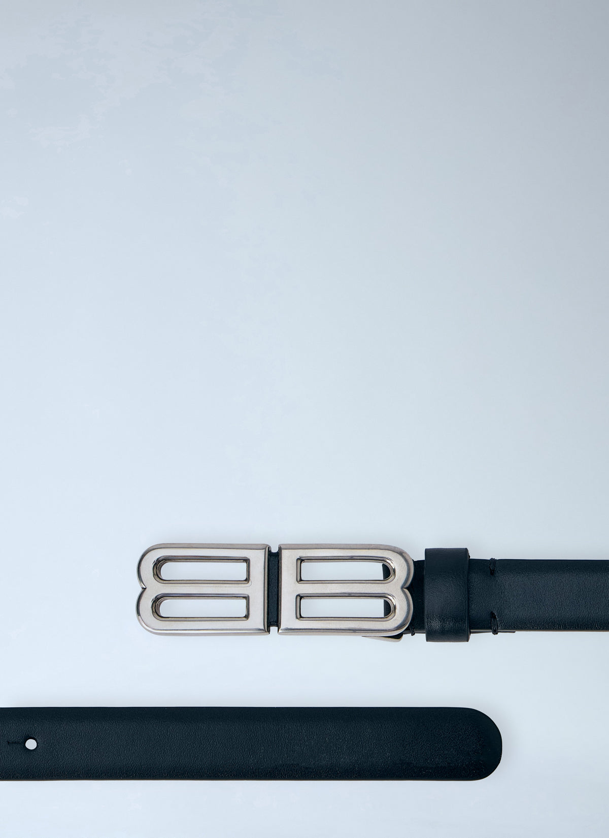 Balenciaga Men Metal Logo Buckle Leather Belt BALENCIAGA