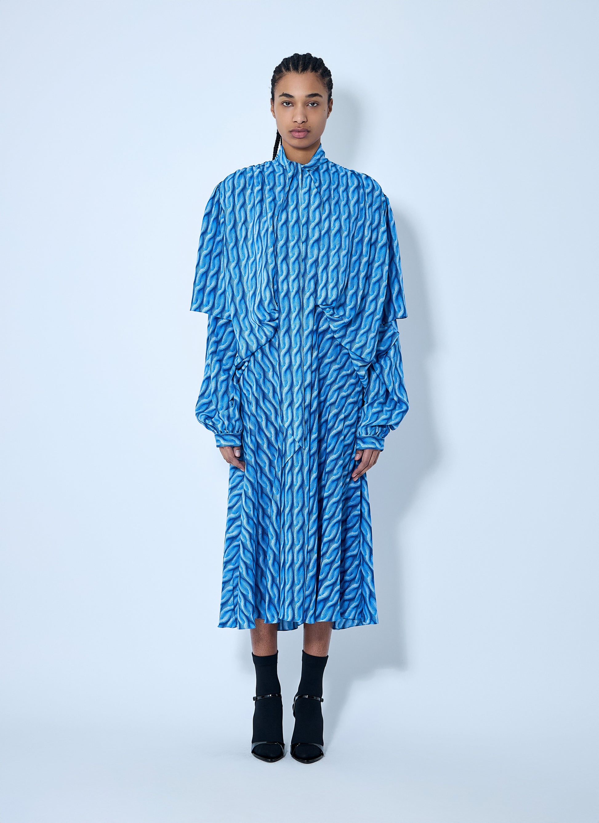 Balenciaga Women Double Sleeve Pleated Dress BALENCIAGA