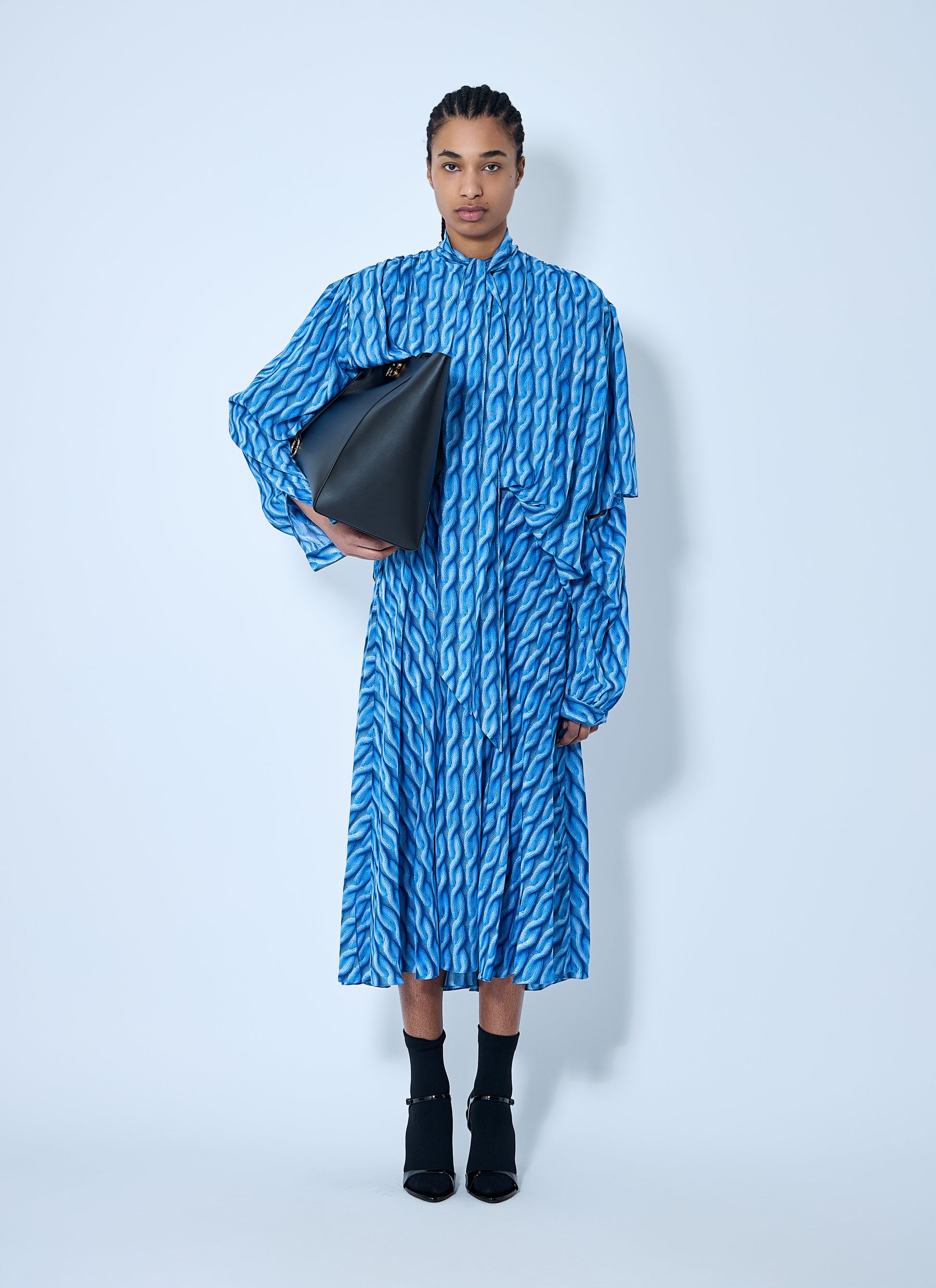 Balenciaga Women Double Sleeve Pleated Dress BALENCIAGA