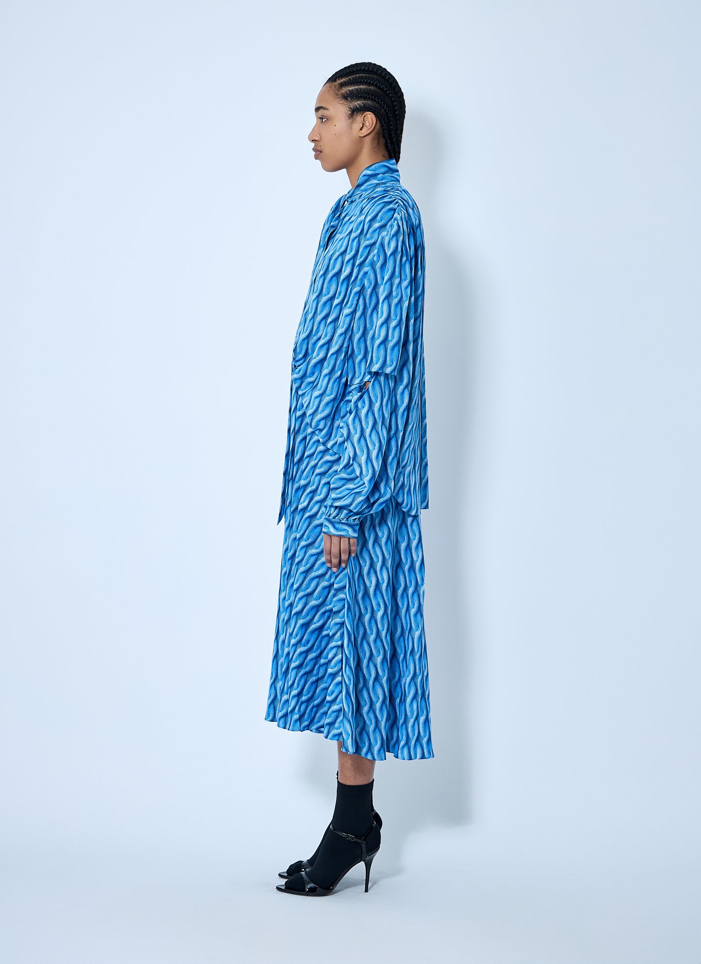 Balenciaga Women Double Sleeve Pleated Dress BALENCIAGA