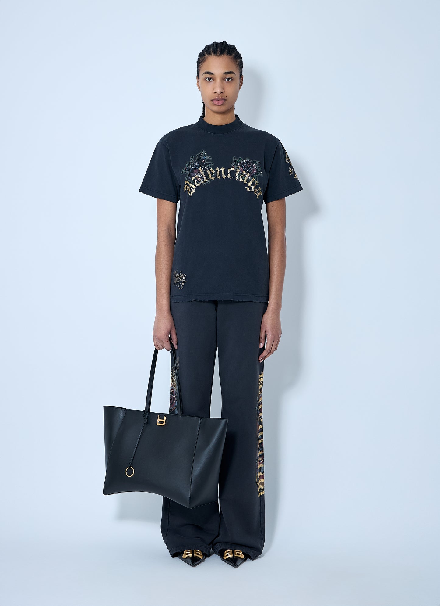 Balenciaga Women Tacky Tattoo Logo Motif T-Shirt BALENCIAGA