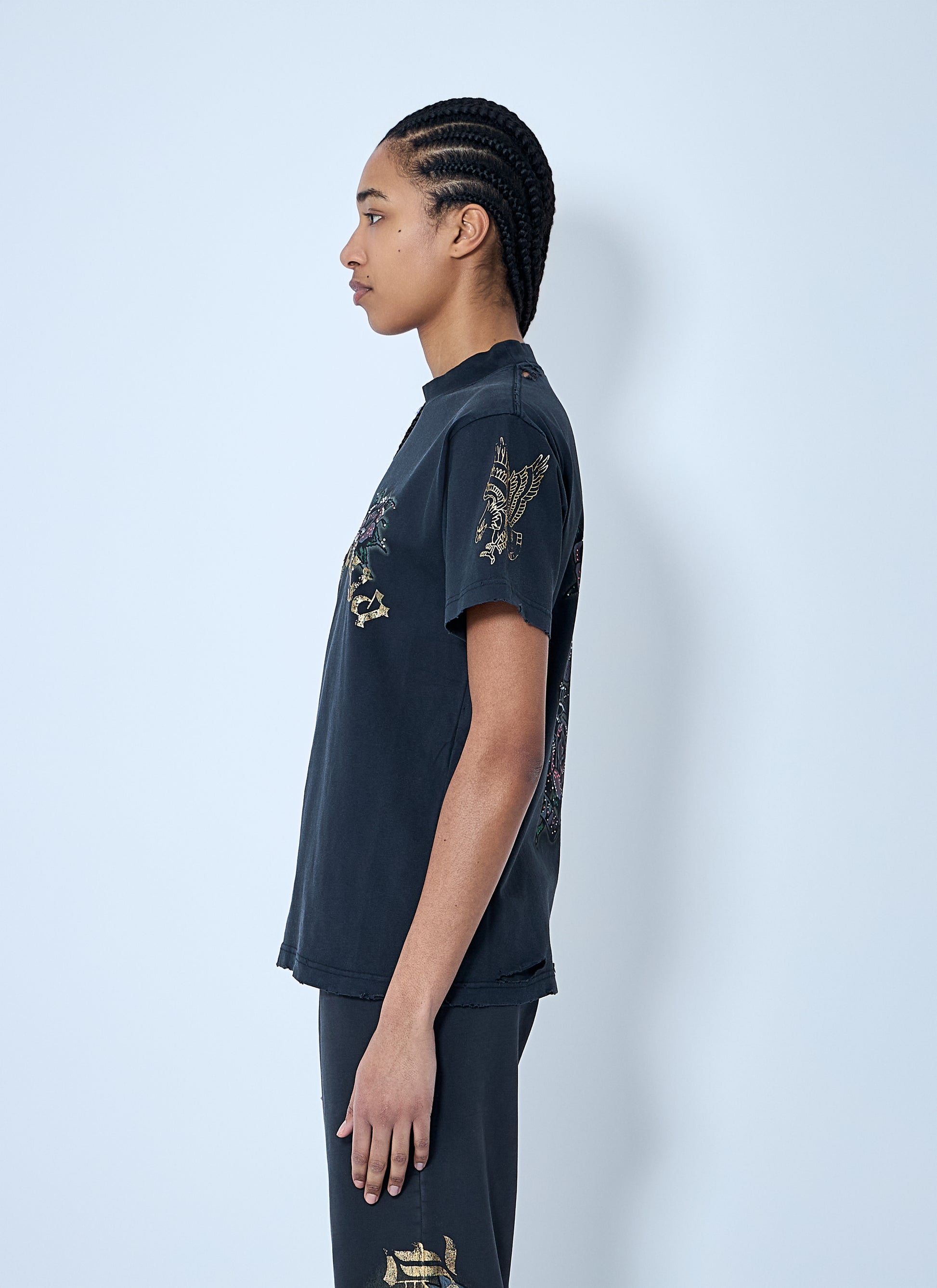 Balenciaga Women Tacky Tattoo Logo Motif T-Shirt BALENCIAGA