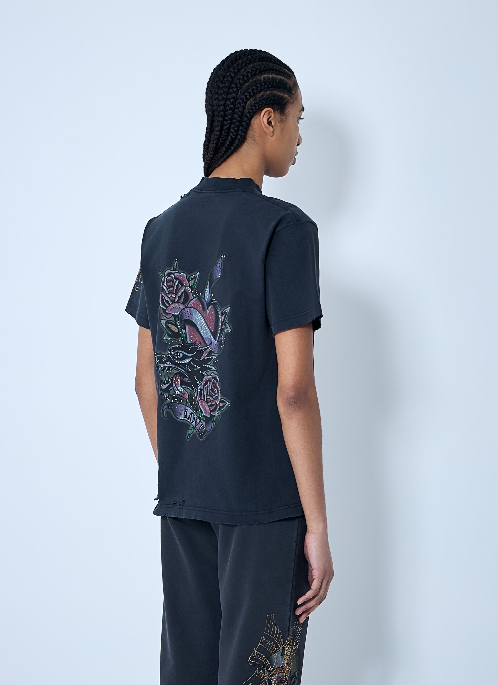 Balenciaga Women Tacky Tattoo Logo Motif T-Shirt BALENCIAGA