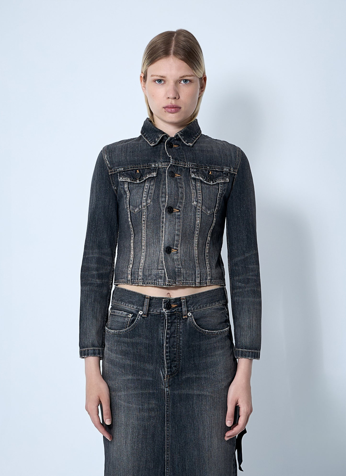 Balenciaga Women Lace-Up Denim Jacket BALENCIAGA