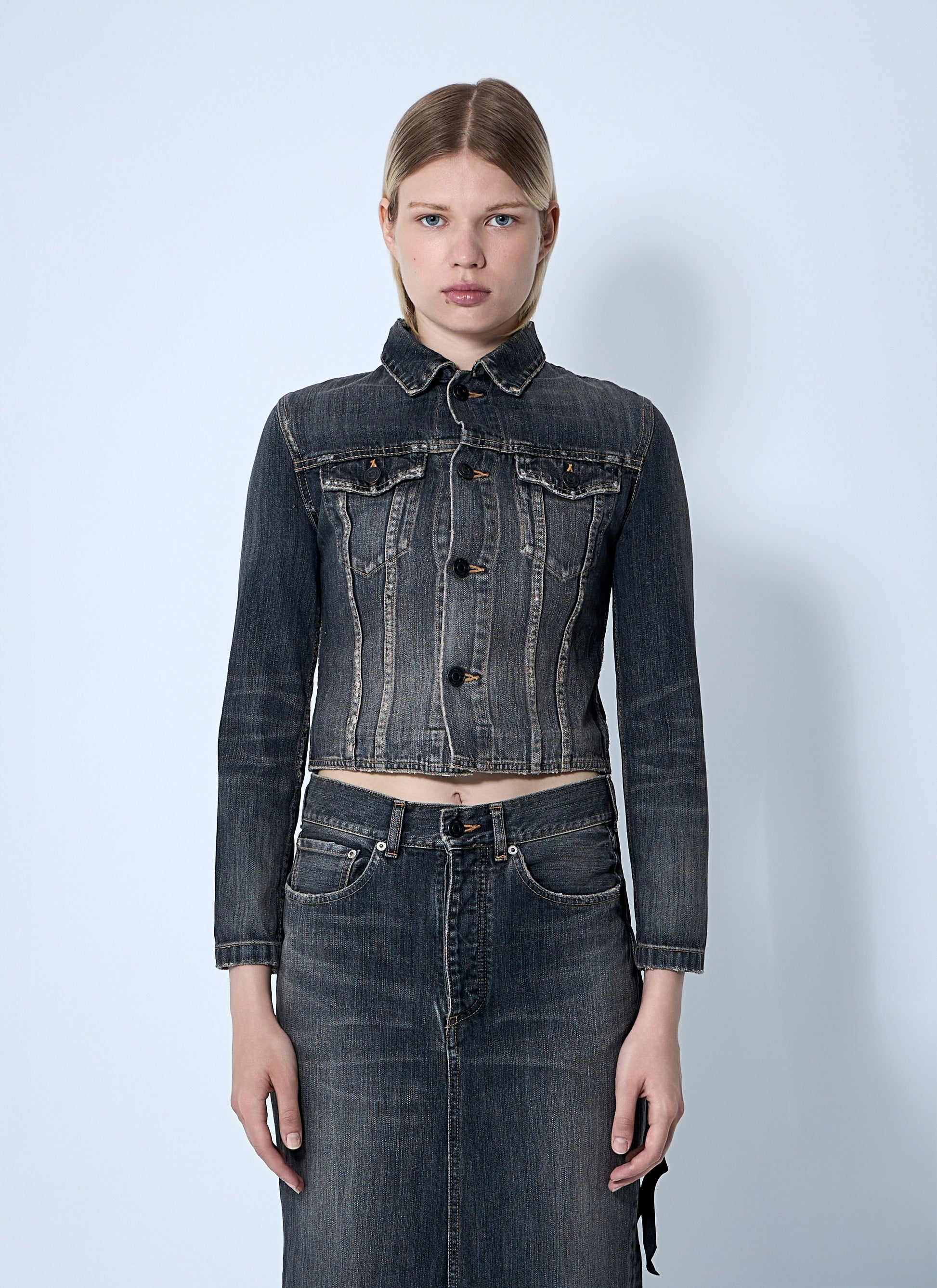 Balenciaga Women Lace-Up Denim Jacket BALENCIAGA
