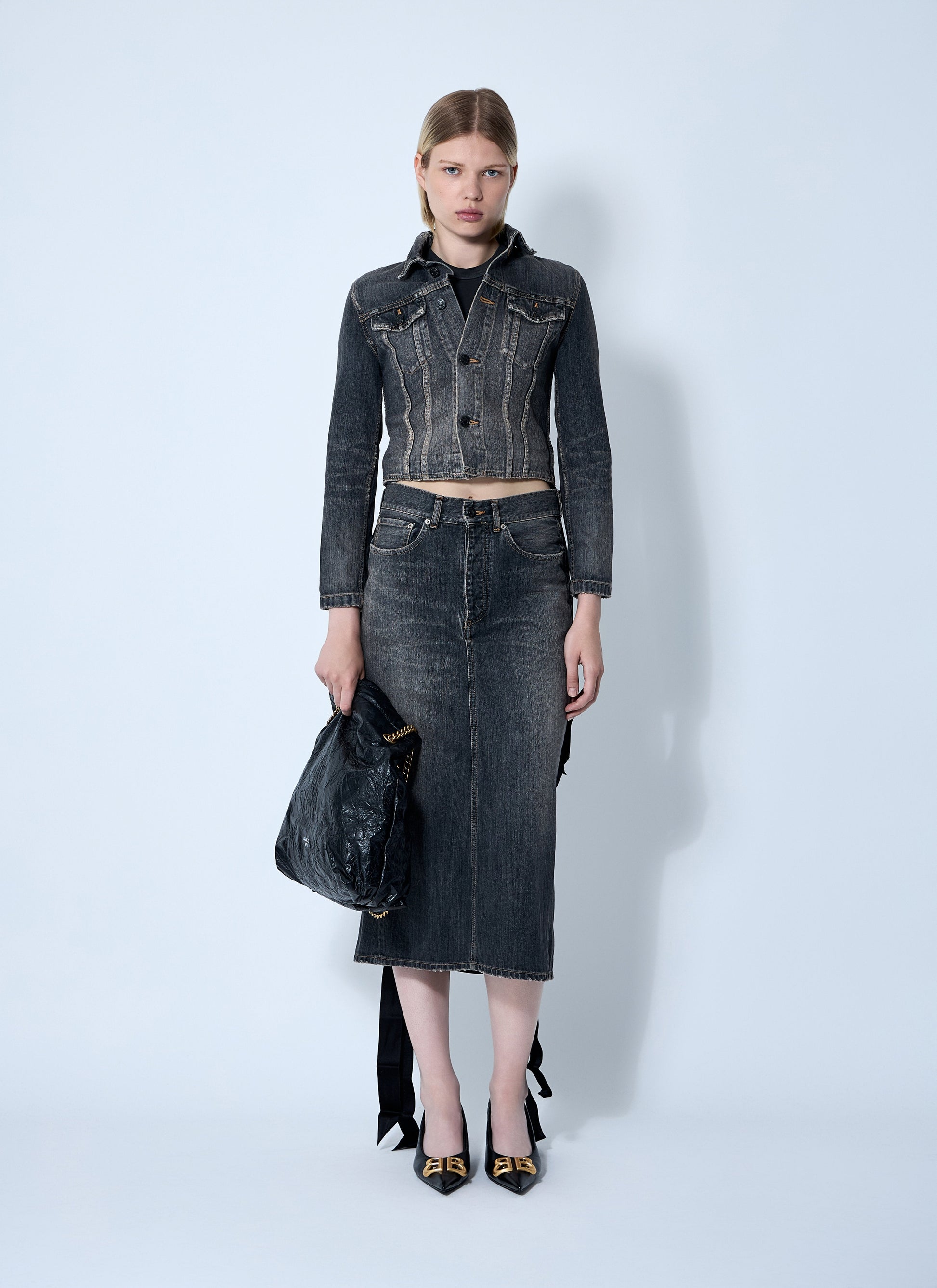 Balenciaga Women Lace-Up Denim Jacket BALENCIAGA