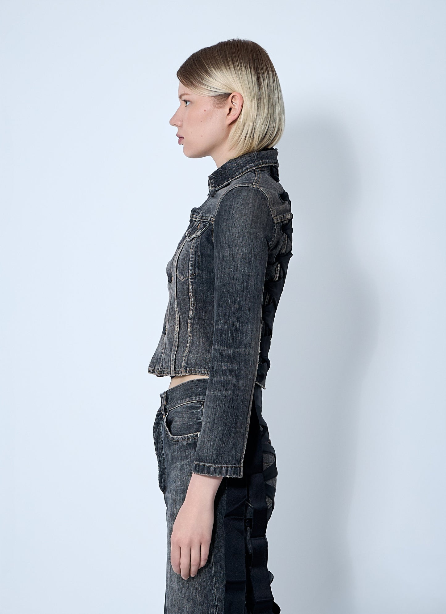 Balenciaga Women Lace-Up Denim Jacket BALENCIAGA