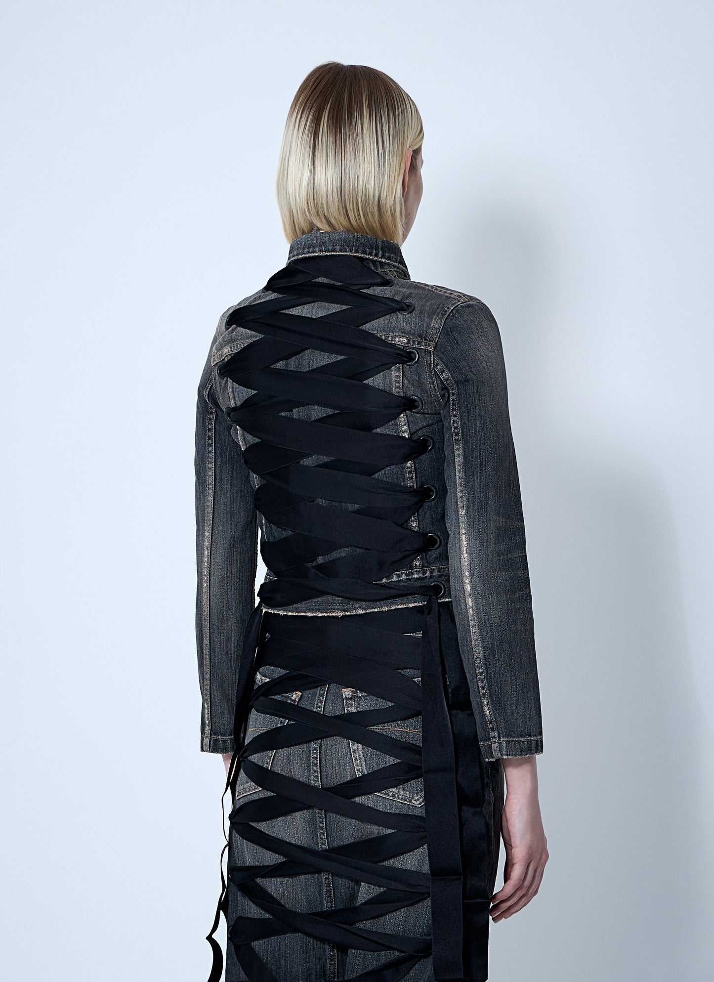 Balenciaga Women Lace-Up Denim Jacket BALENCIAGA