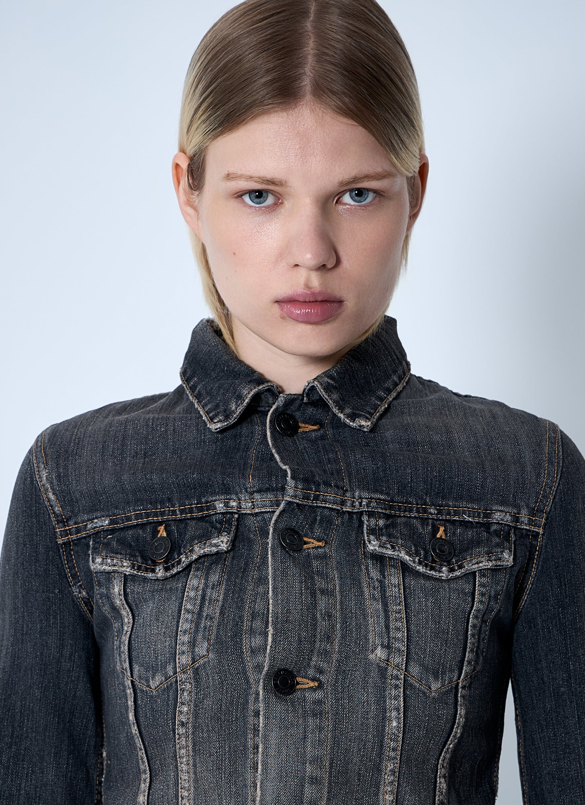 Balenciaga Women Lace-Up Denim Jacket BALENCIAGA