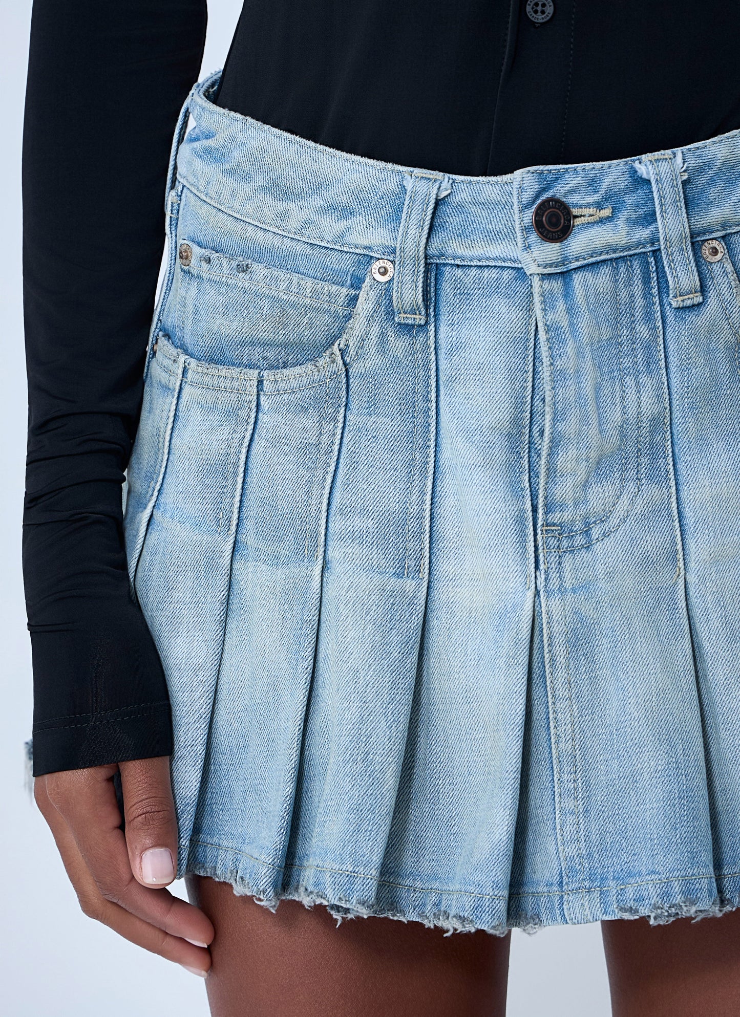 Balenciaga Women Pleated Denim Mini Skirt BALENCIAGA