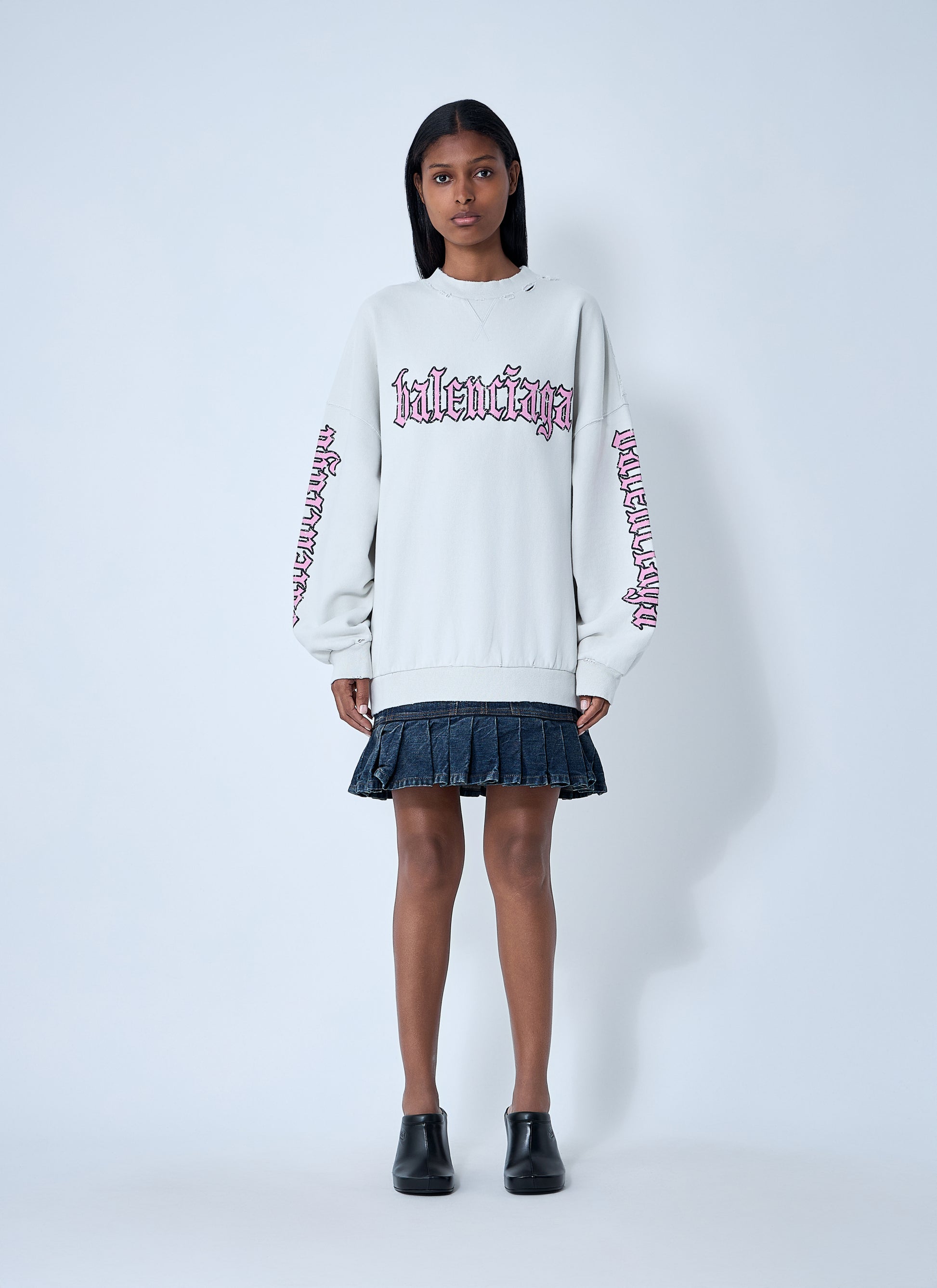 Balenciaga Women Logo Motif Sweatshirt Dress BALENCIAGA
