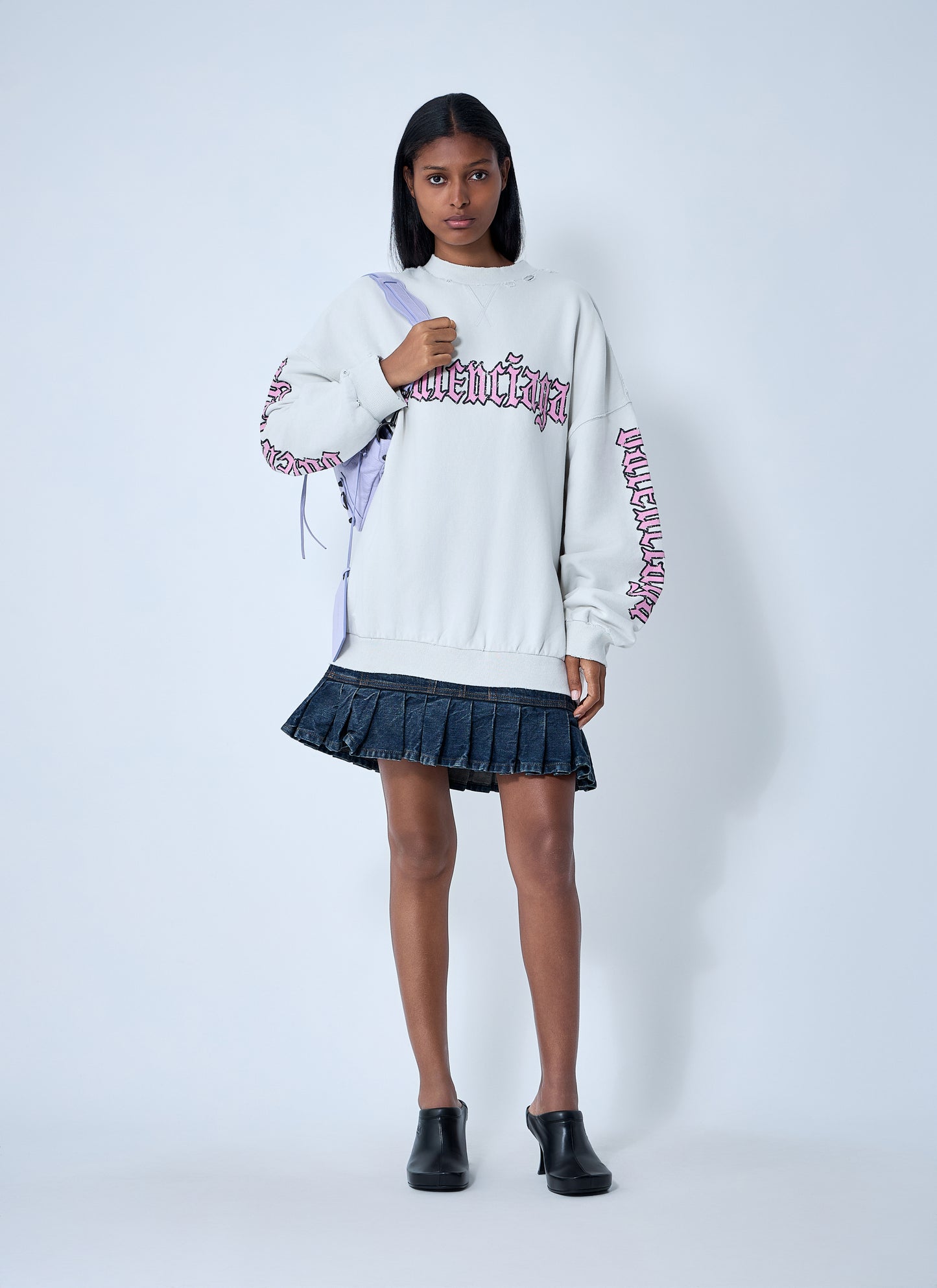 Balenciaga Women Logo Motif Sweatshirt Dress BALENCIAGA
