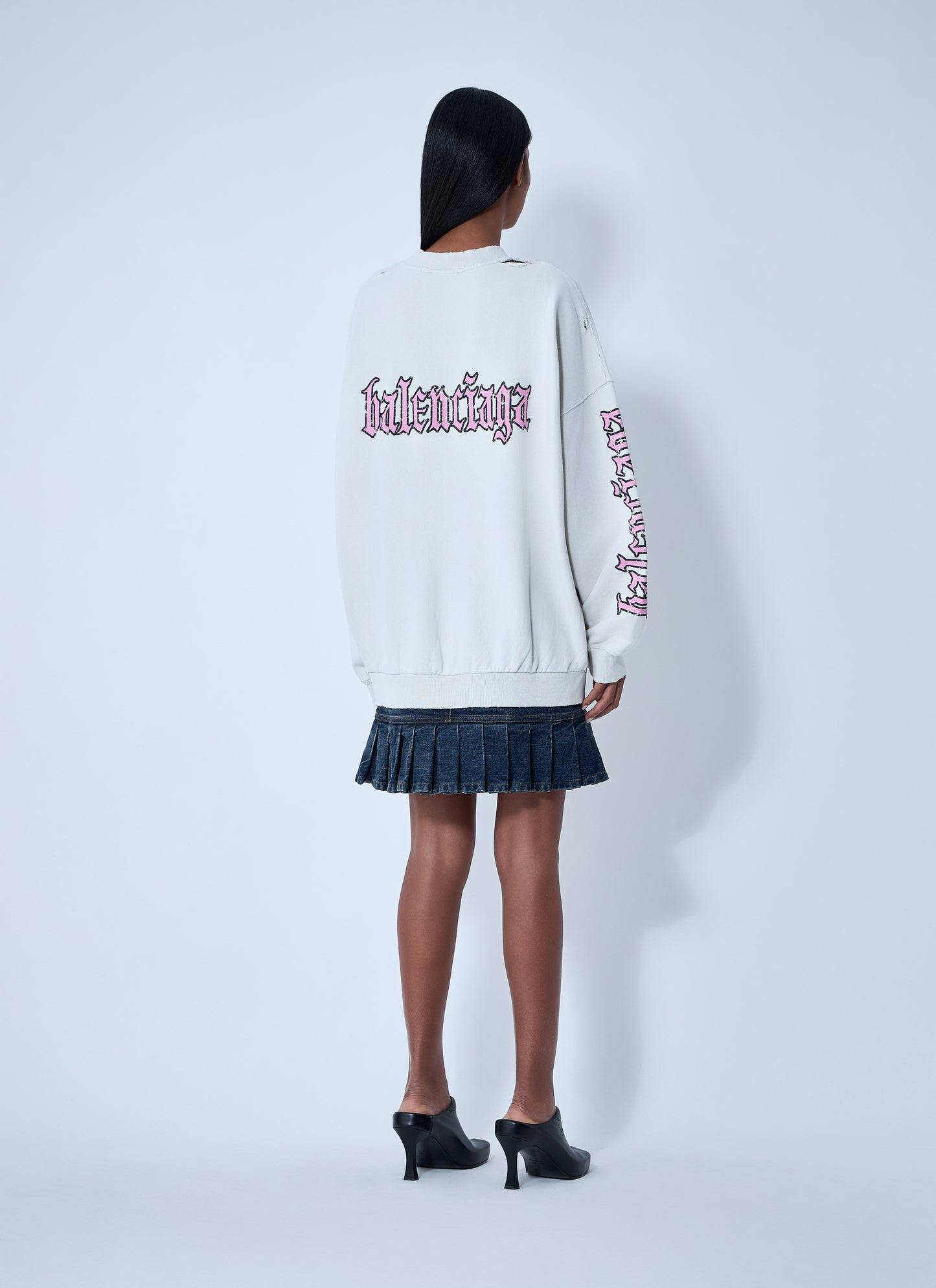 Balenciaga Women Logo Motif Sweatshirt Dress BALENCIAGA