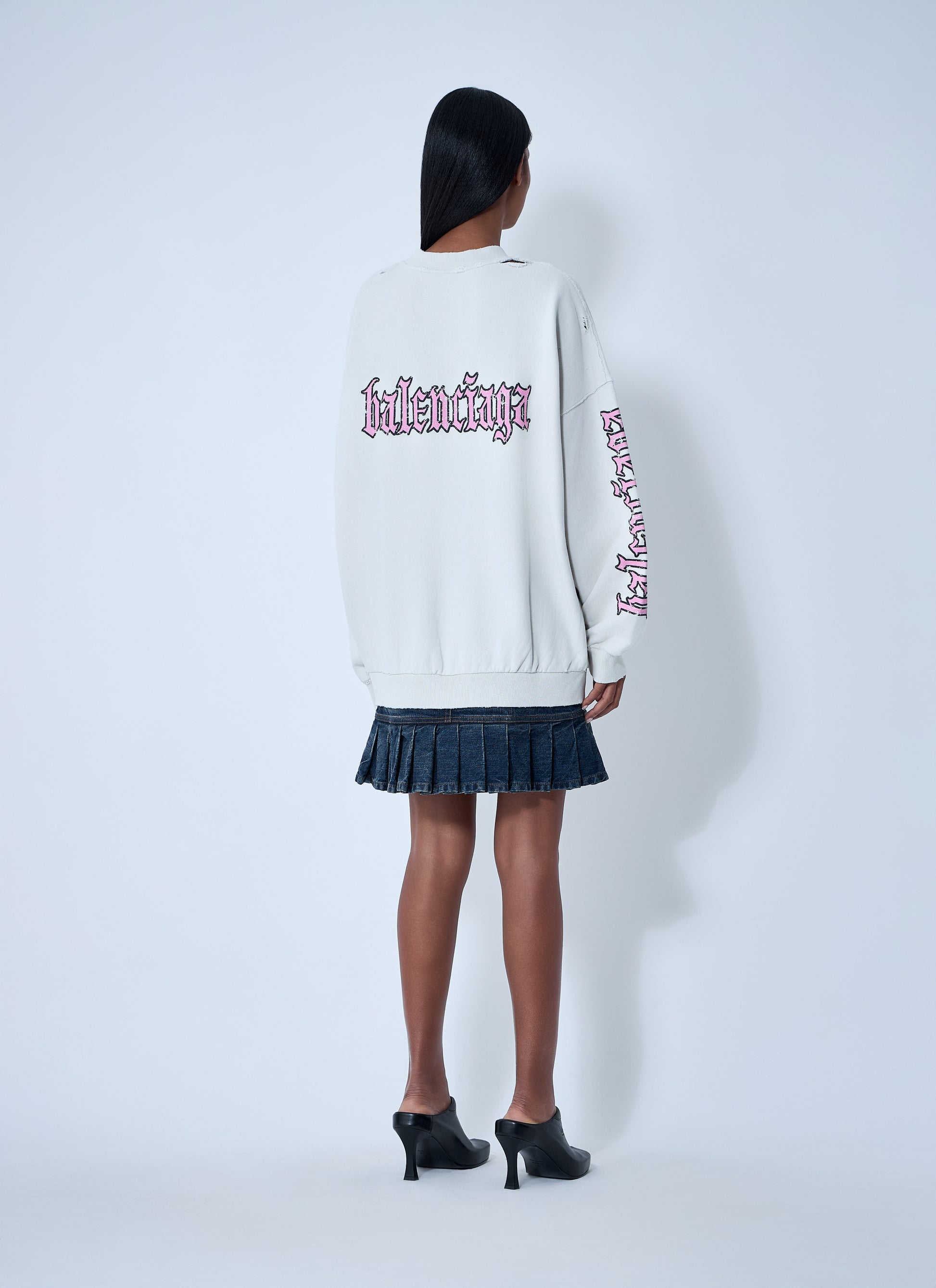 Balenciaga Women Logo Motif Sweatshirt Dress BALENCIAGA