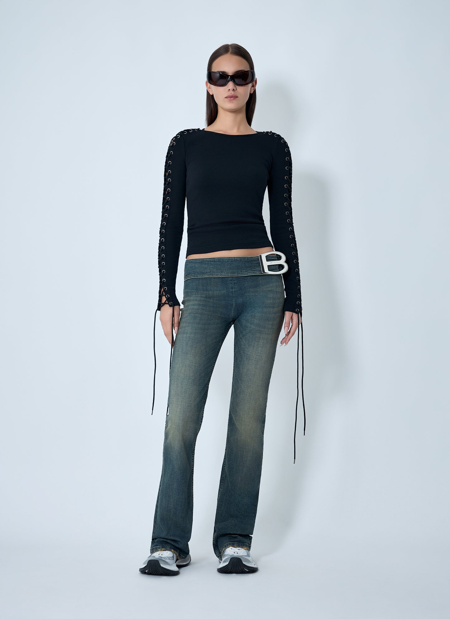 Balenciaga Women Lace-Up T-Shirt BALENCIAGA