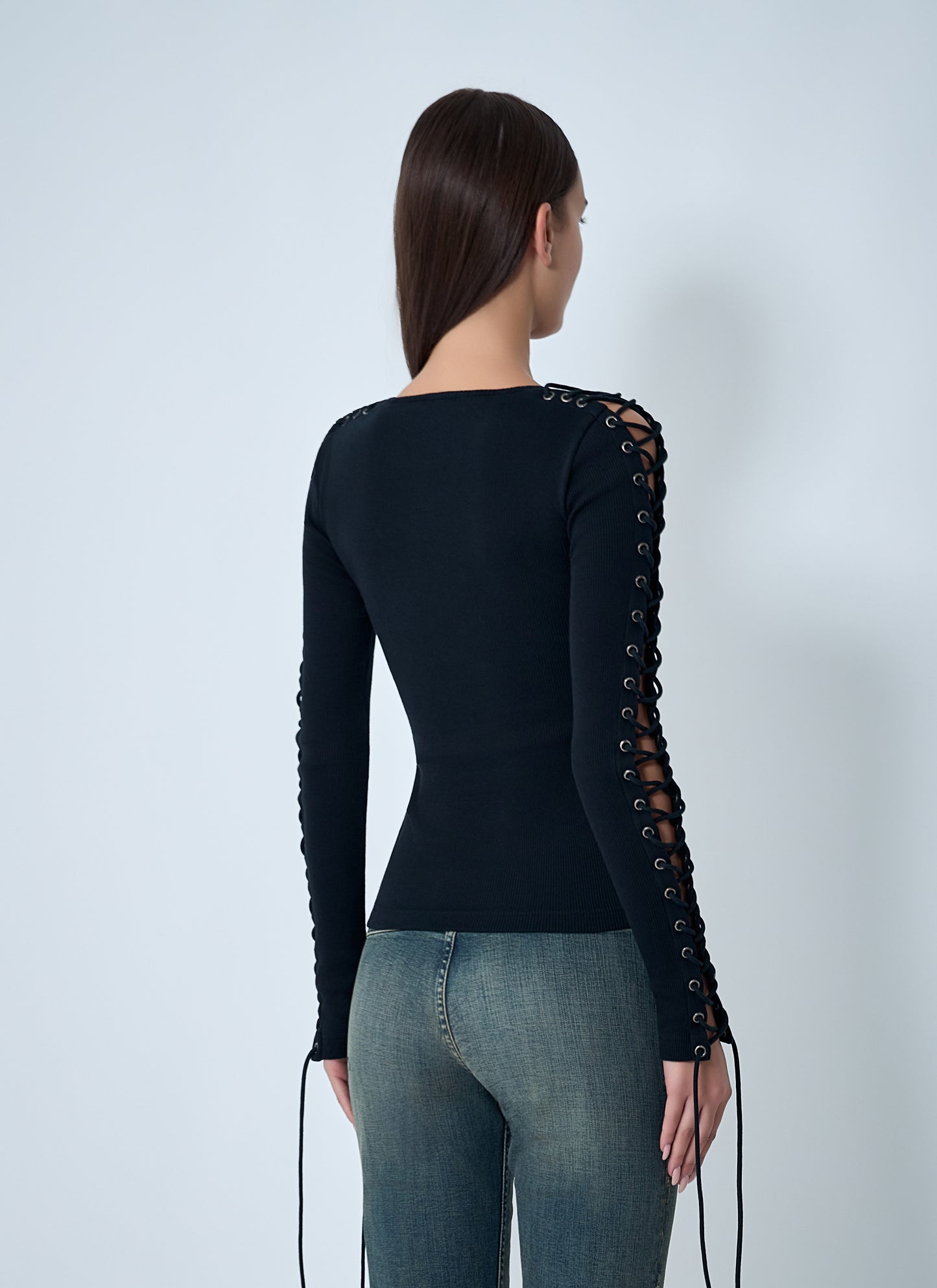 Balenciaga Women Lace-Up T-Shirt BALENCIAGA