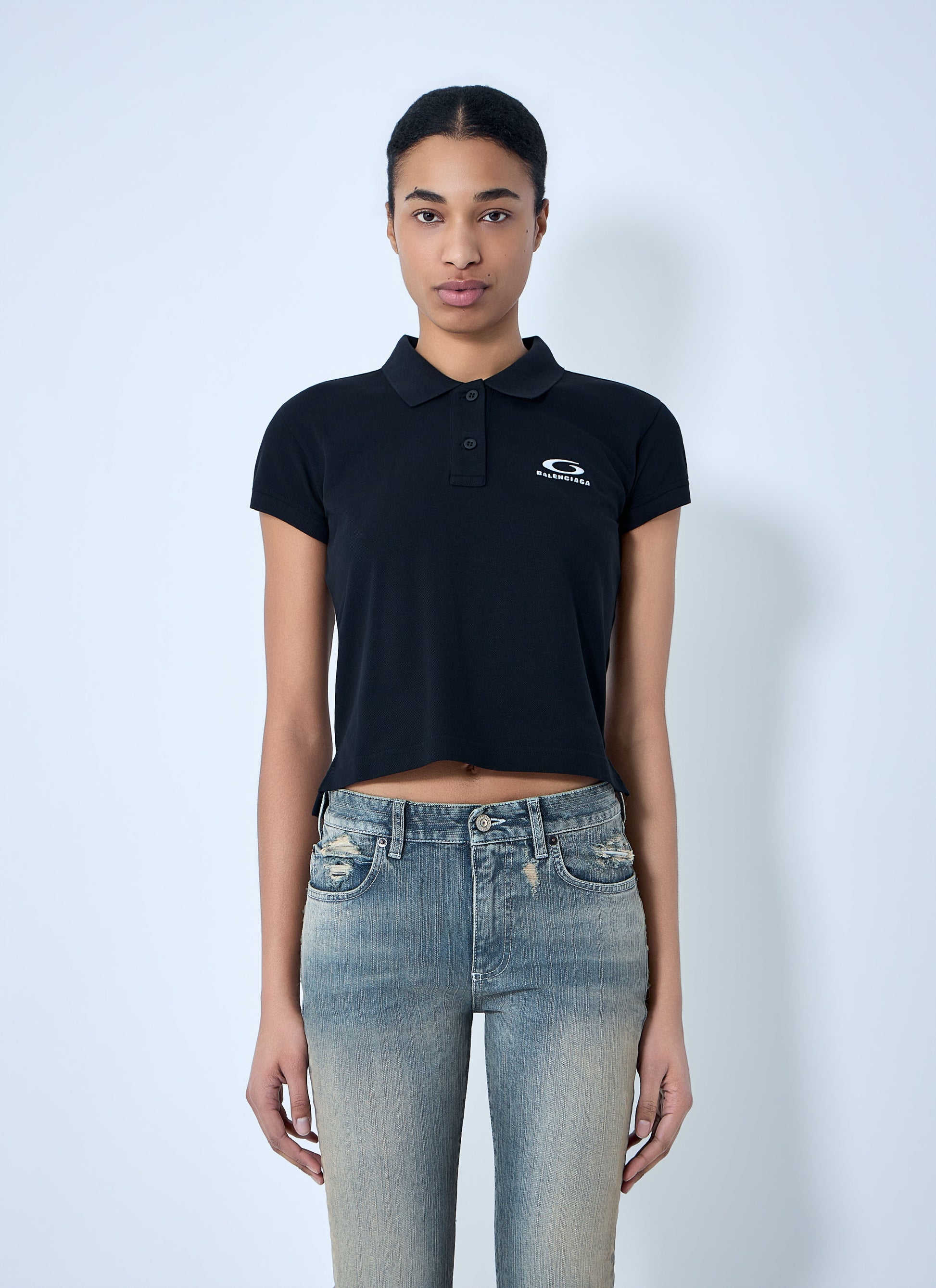Balenciaga Women Cropped Polo Shirt BALENCIAGA