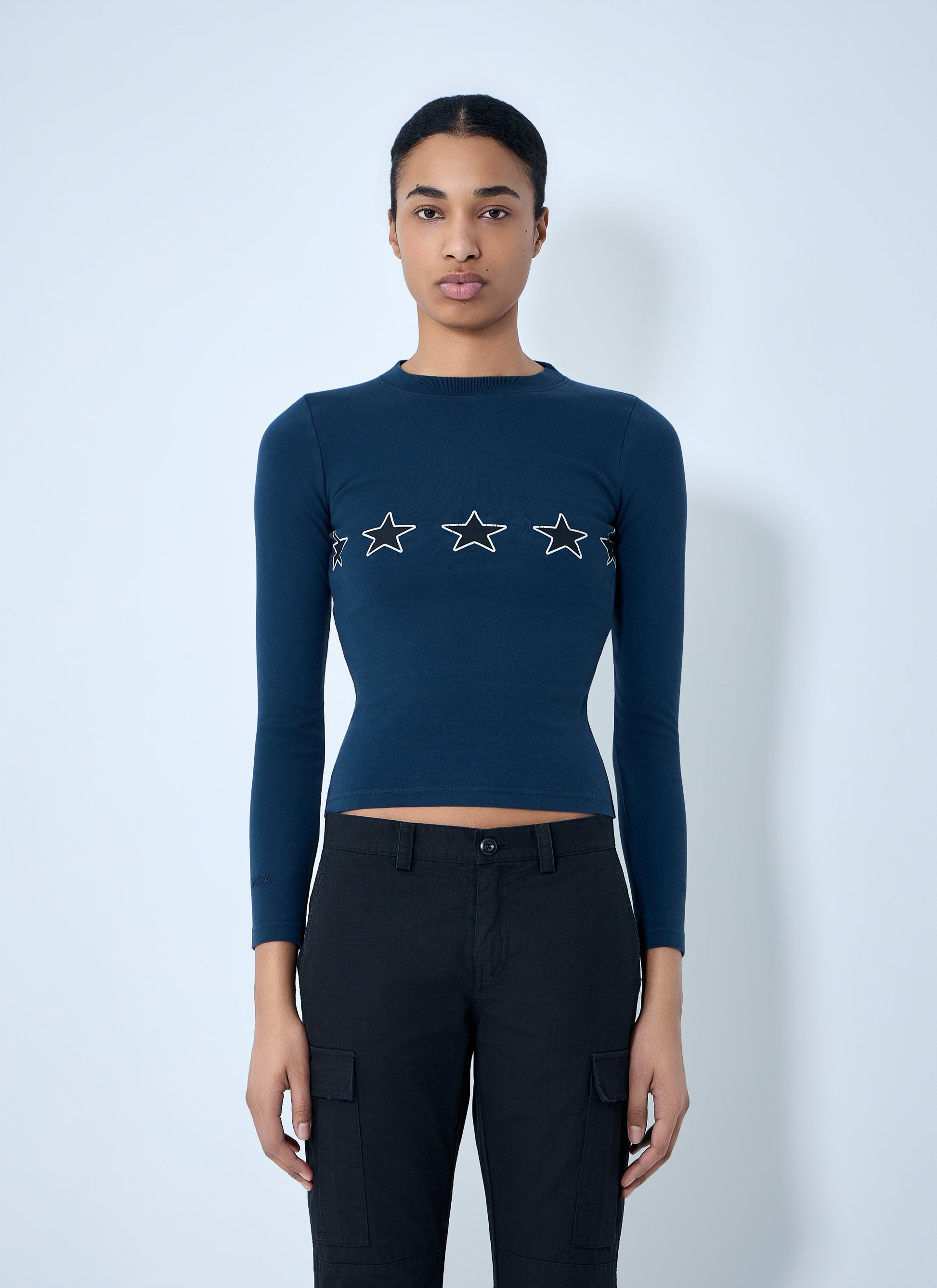 Balenciaga Women Star Embroidered Ribbed Top BALENCIAGA