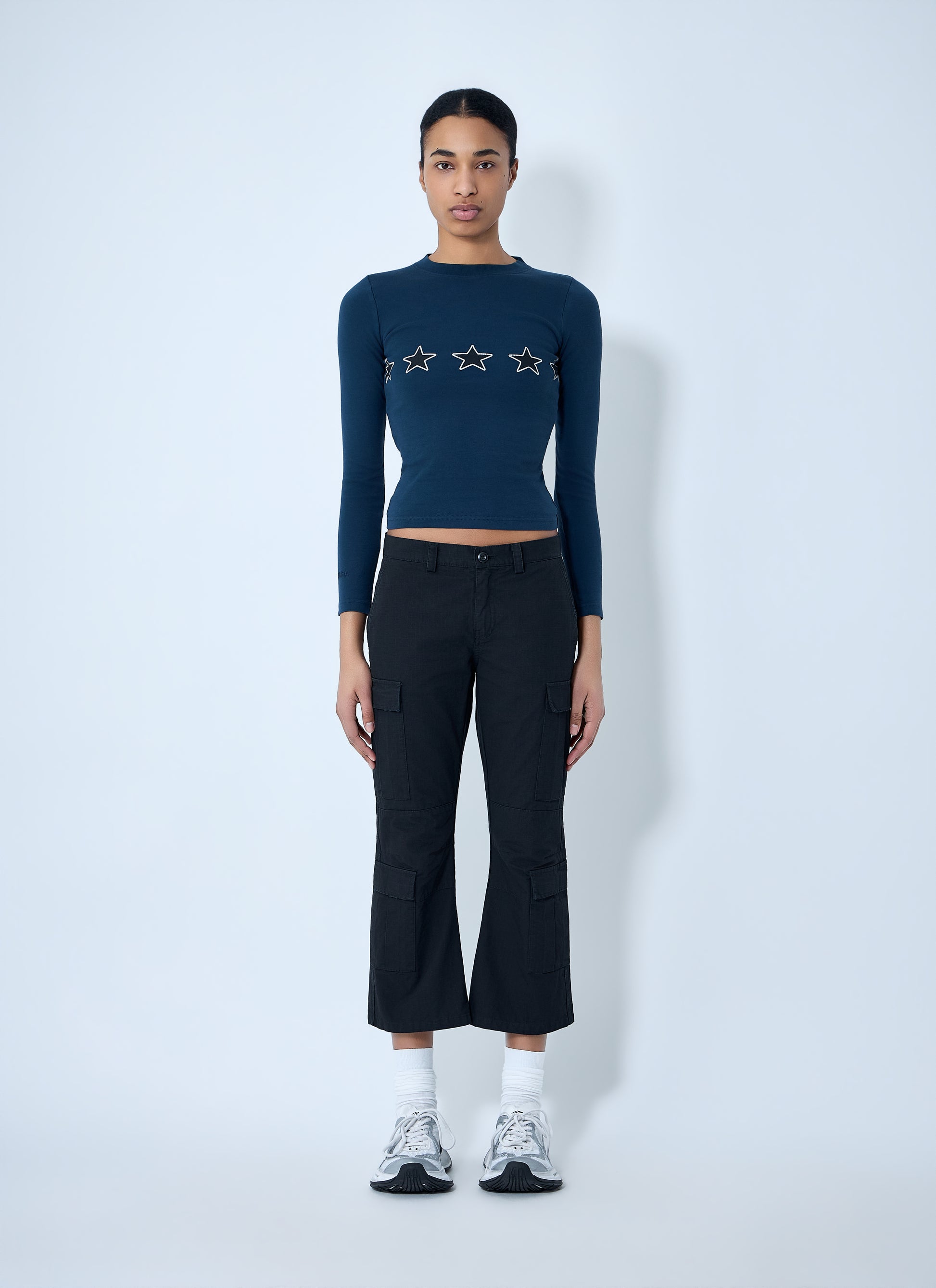 Balenciaga Women Star Embroidered Ribbed Top BALENCIAGA