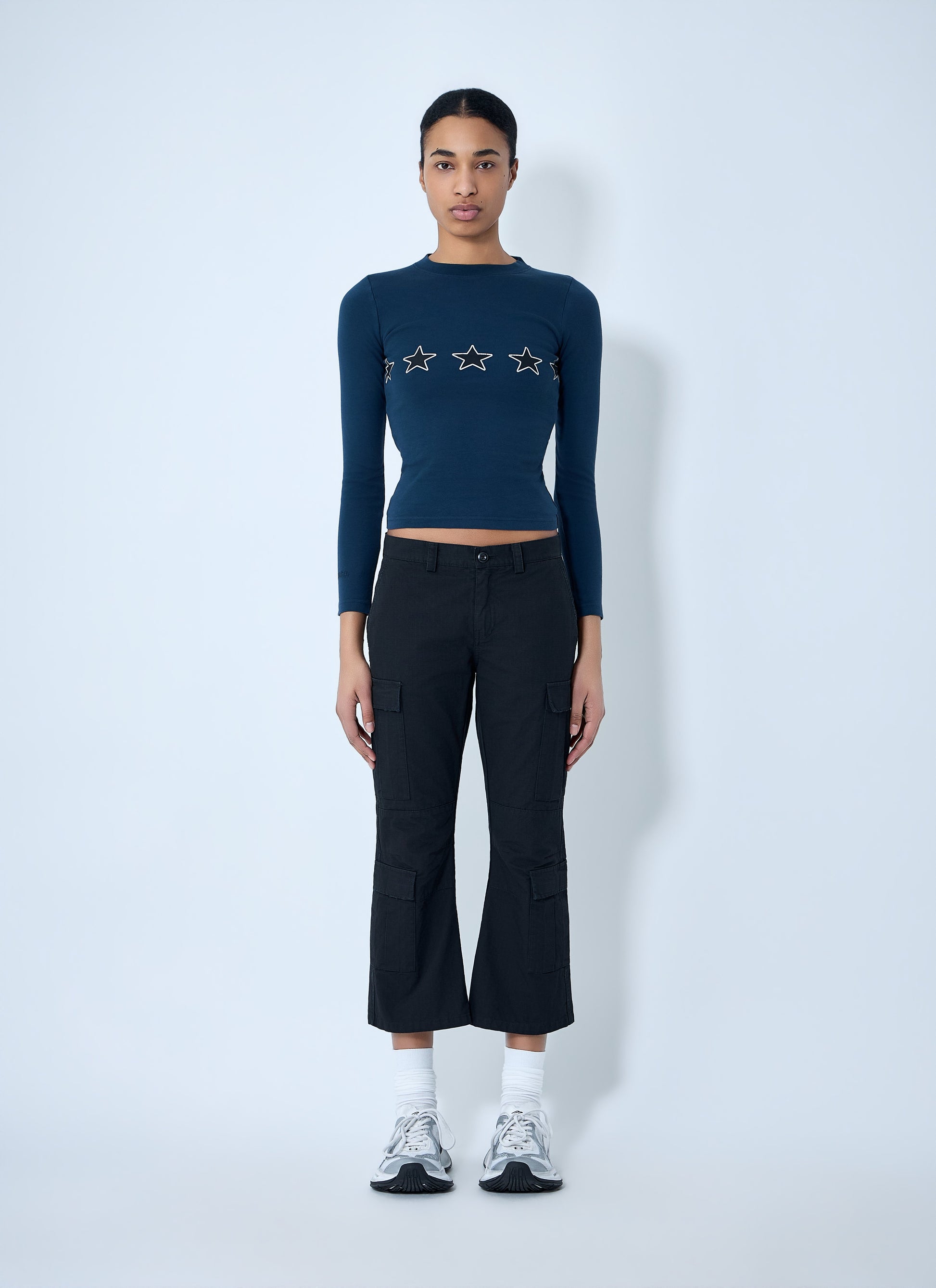 Balenciaga Women Star Embroidered Ribbed Top BALENCIAGA