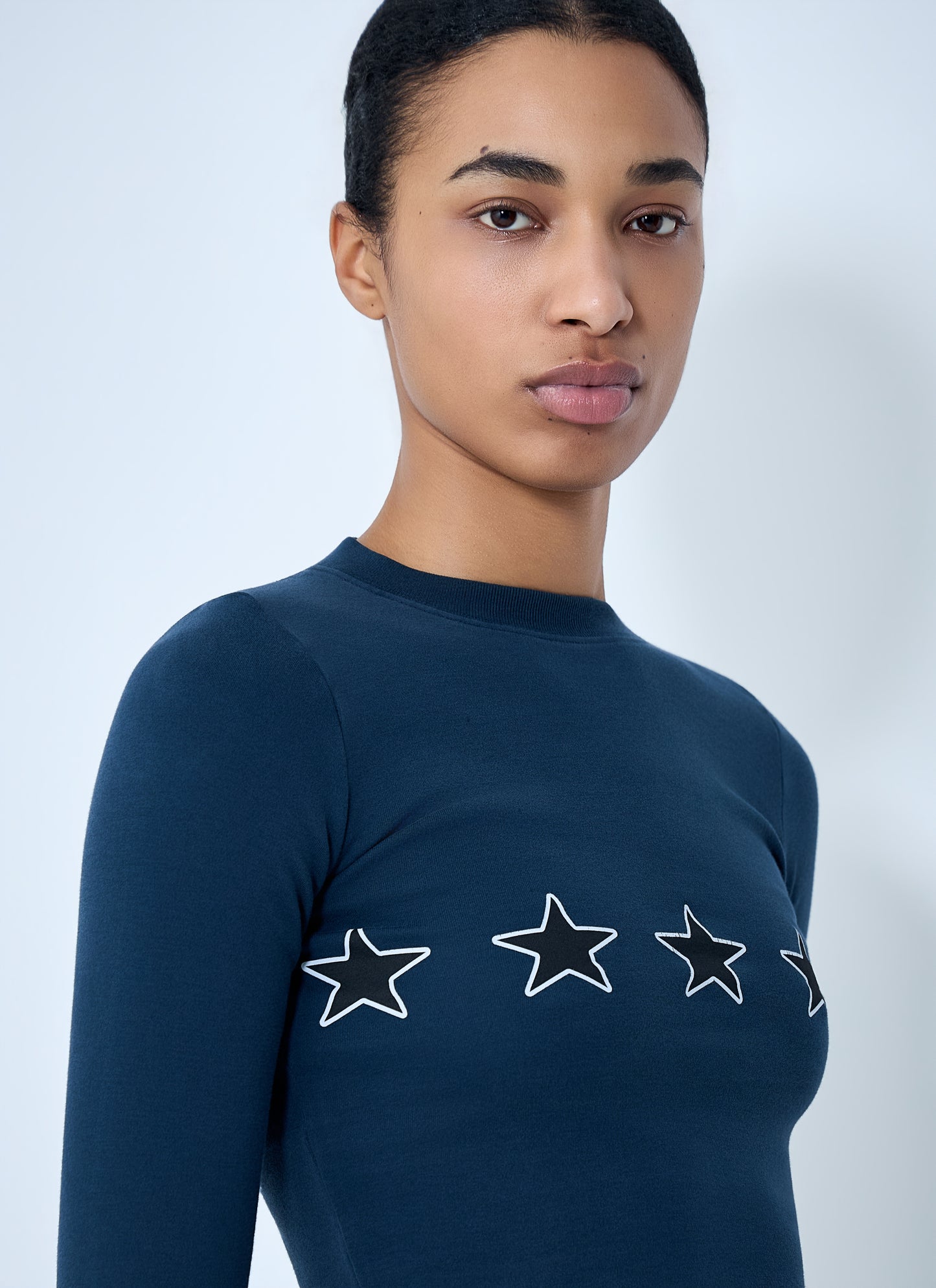Balenciaga Women Star Embroidered Ribbed Top BALENCIAGA
