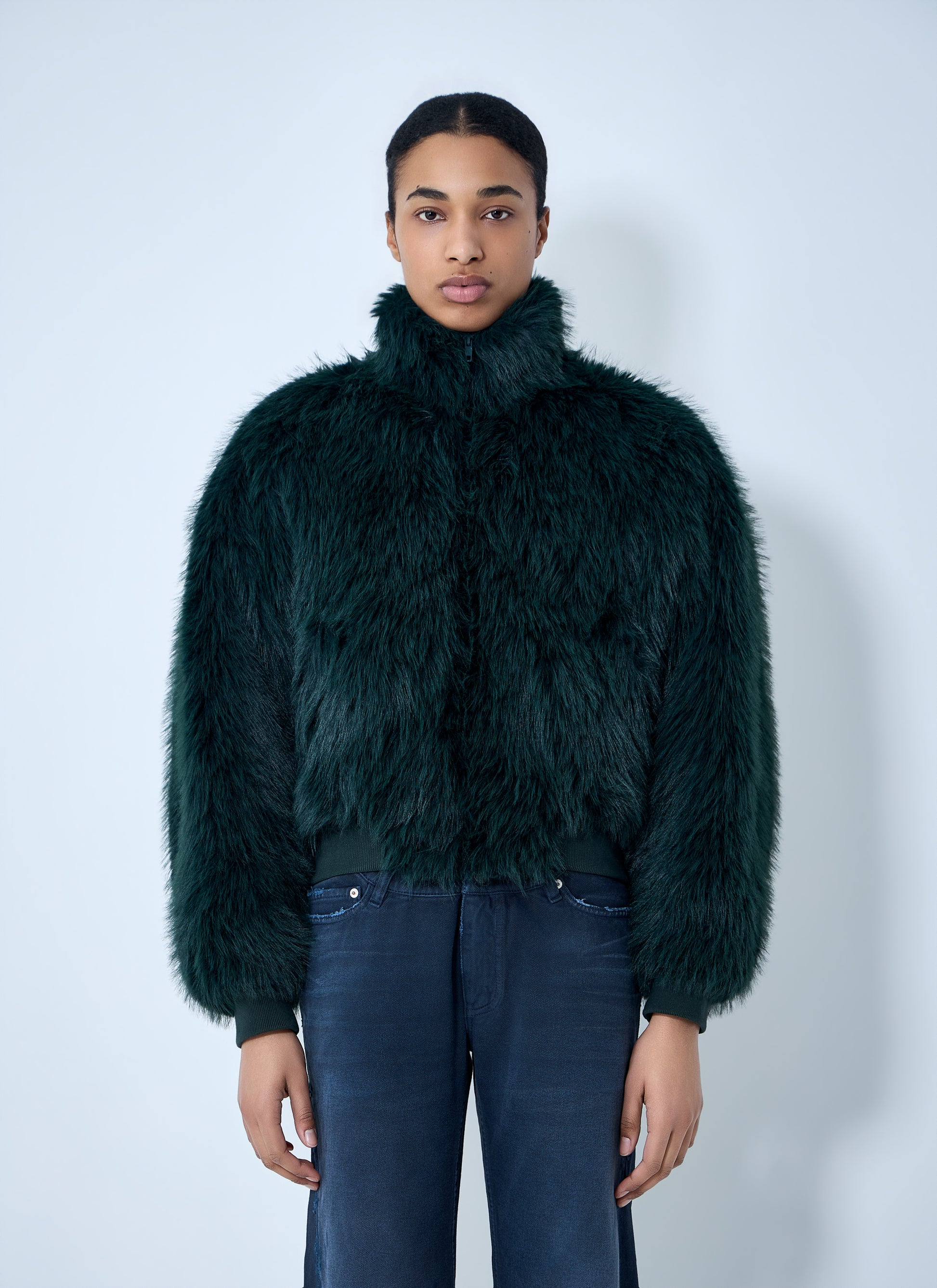 Balenciaga Women Faux Fur Bomber Jacket BALENCIAGA