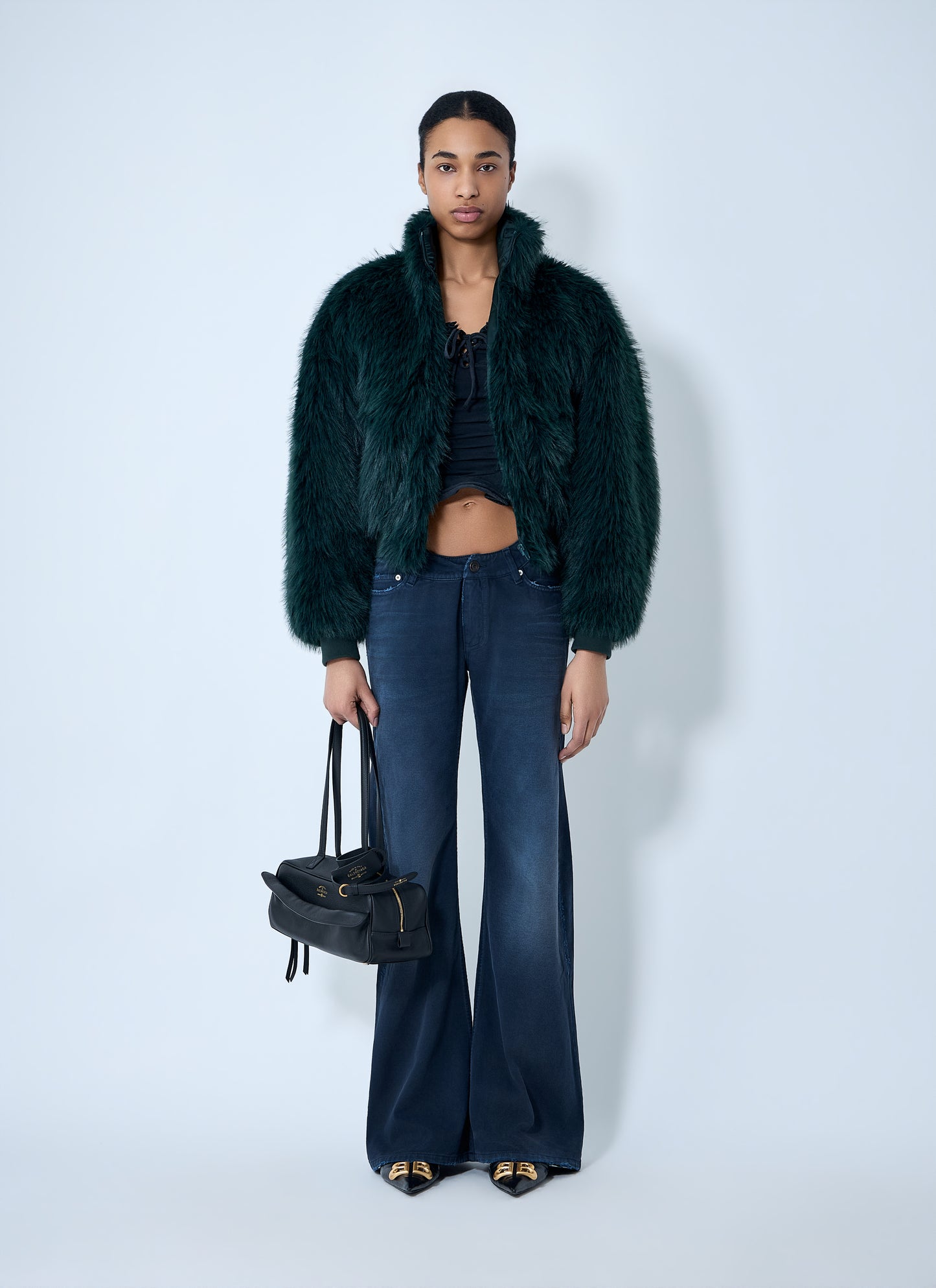 Balenciaga Women Faux Fur Bomber Jacket BALENCIAGA