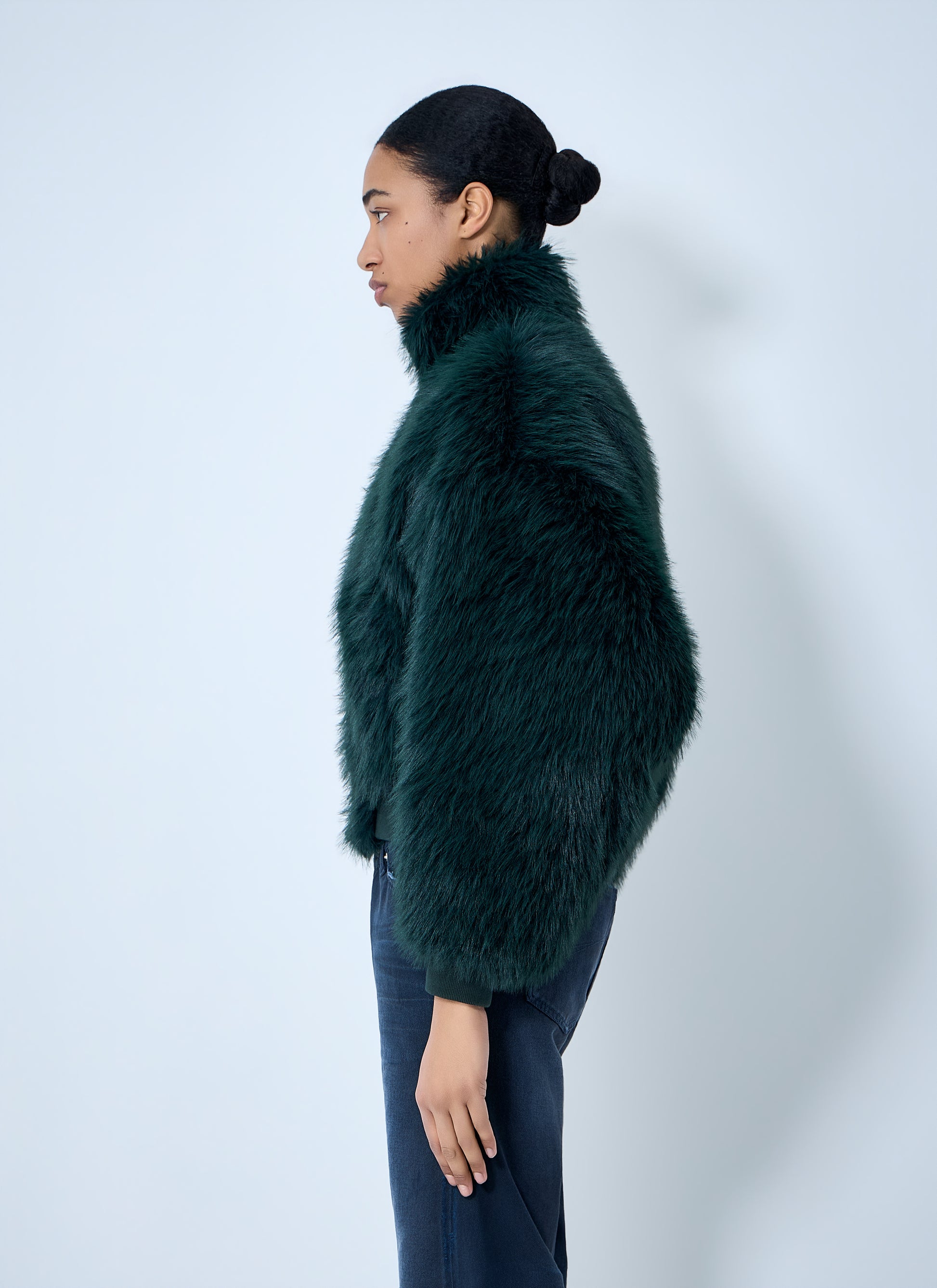 Balenciaga Women Faux Fur Bomber Jacket BALENCIAGA