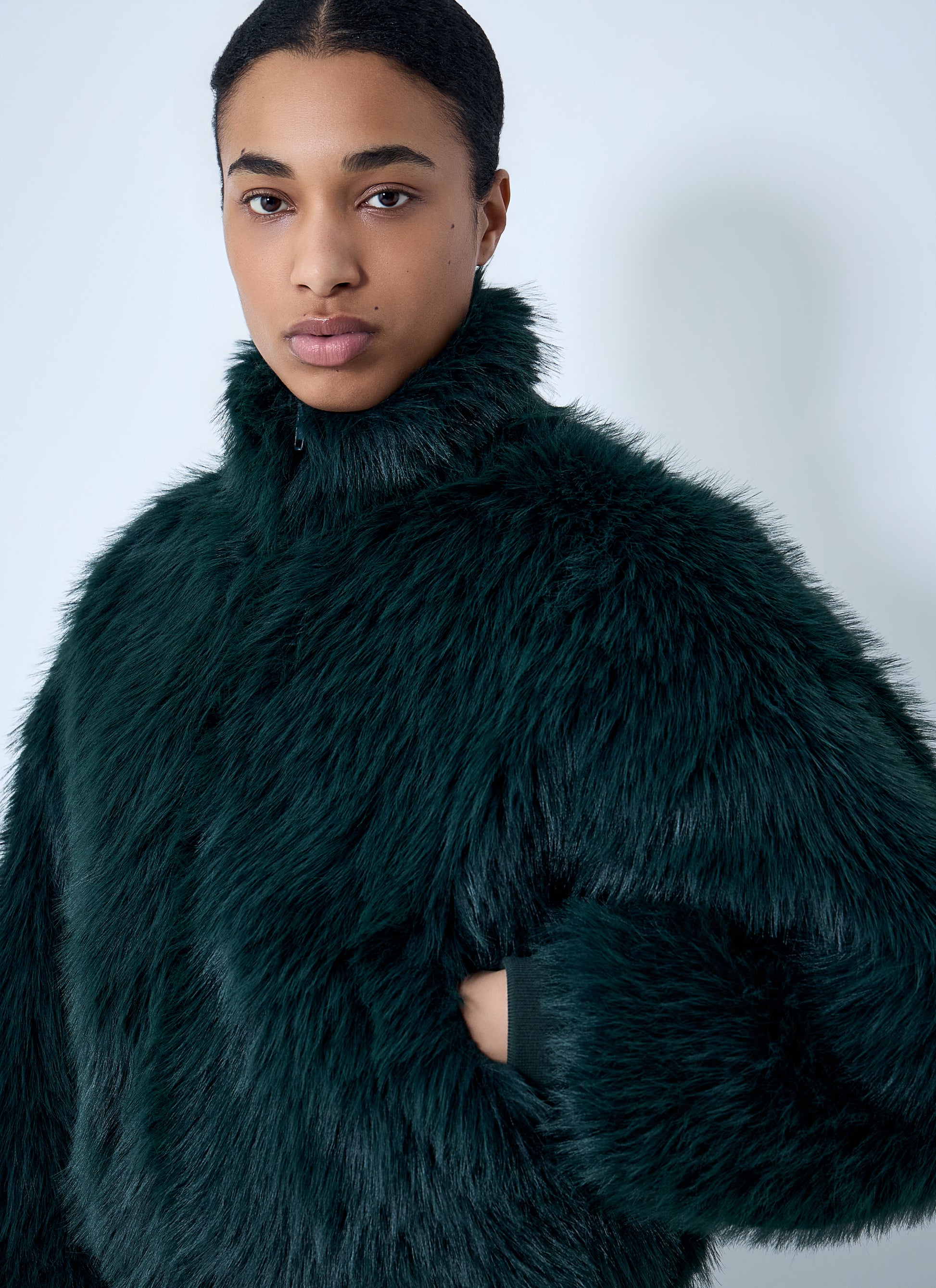 Balenciaga Women Faux Fur Bomber Jacket BALENCIAGA