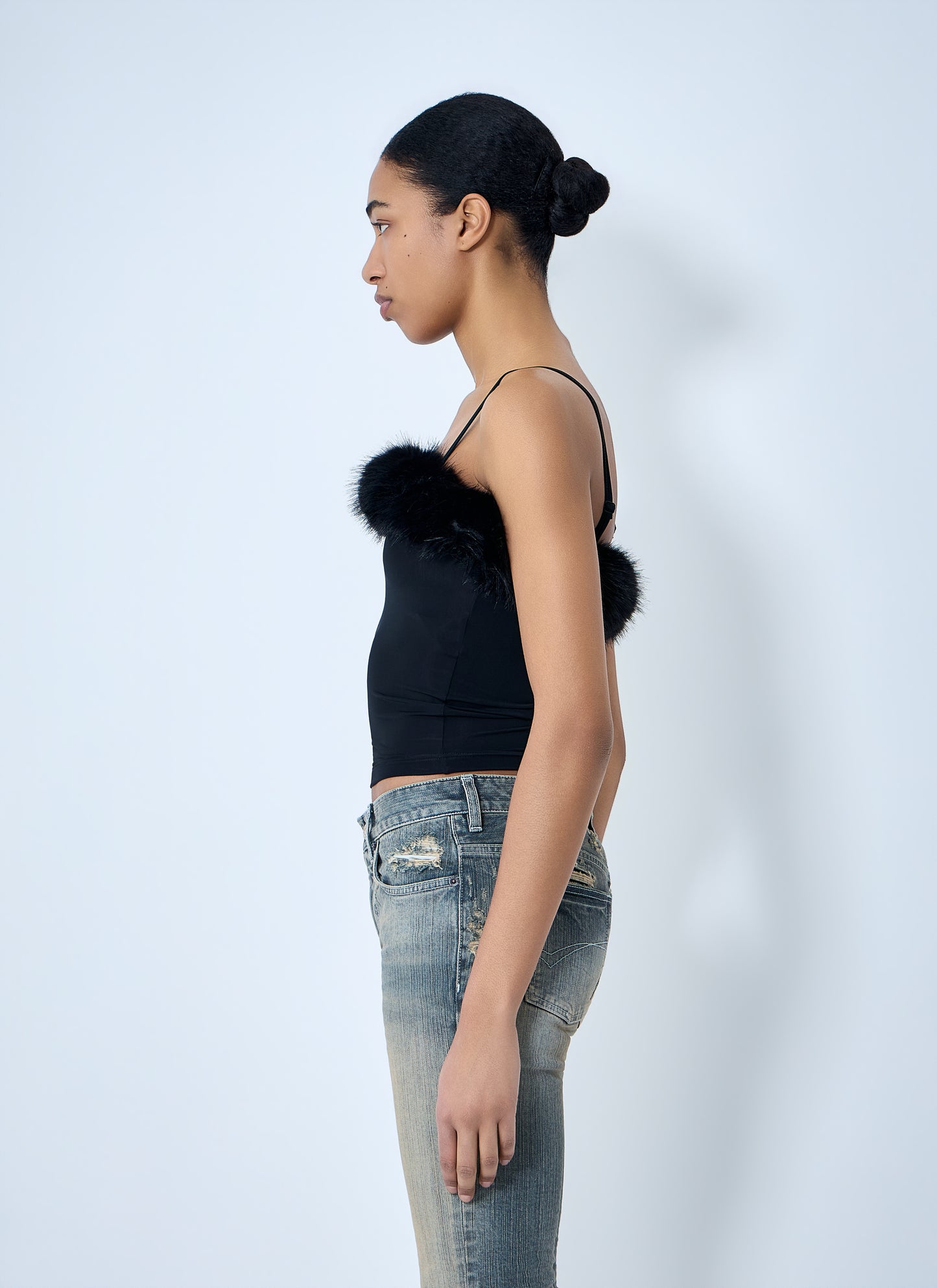 Balenciaga Women Faux Fur Strap Top BALENCIAGA