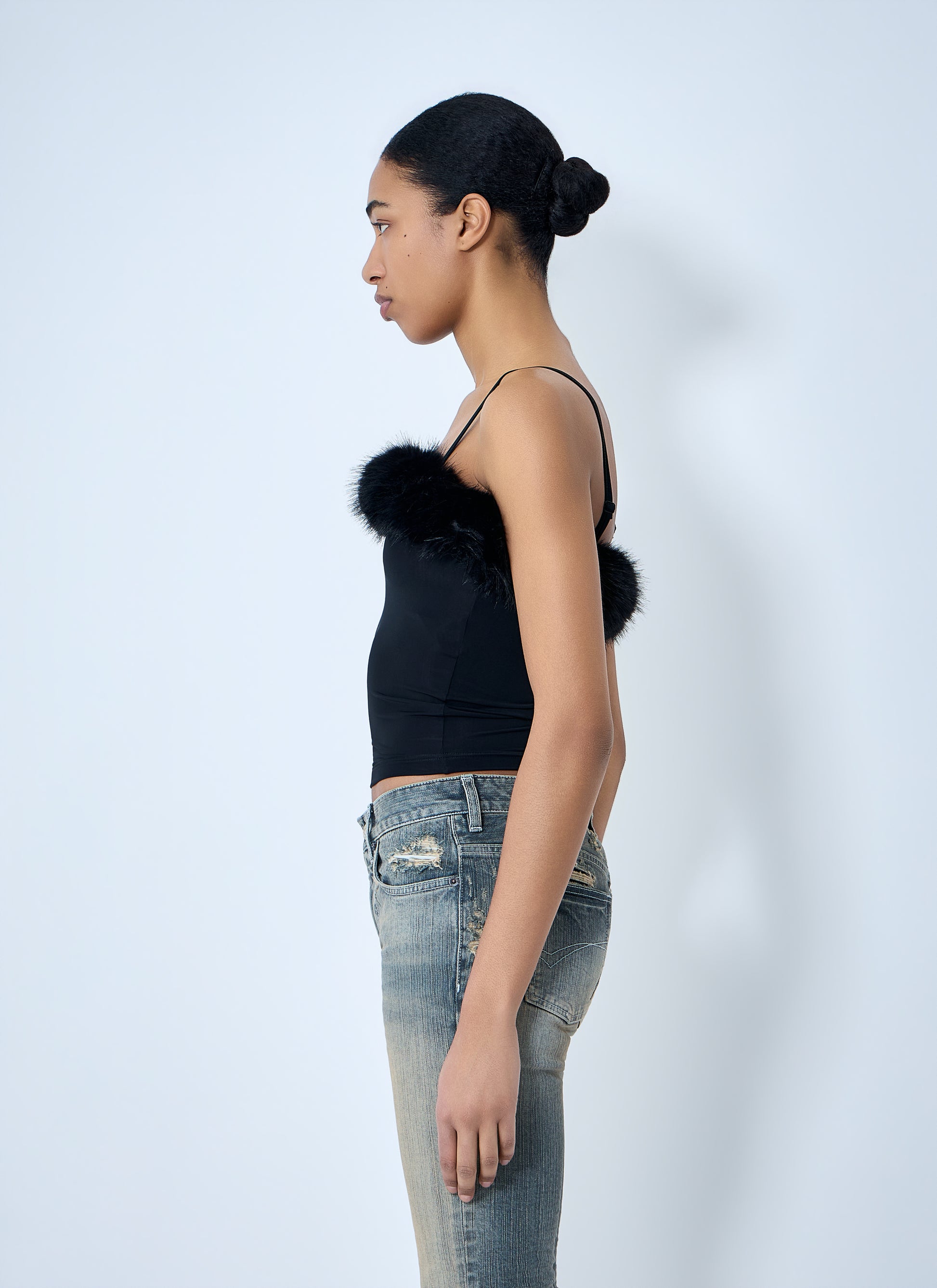Balenciaga Women Faux Fur Strap Top BALENCIAGA