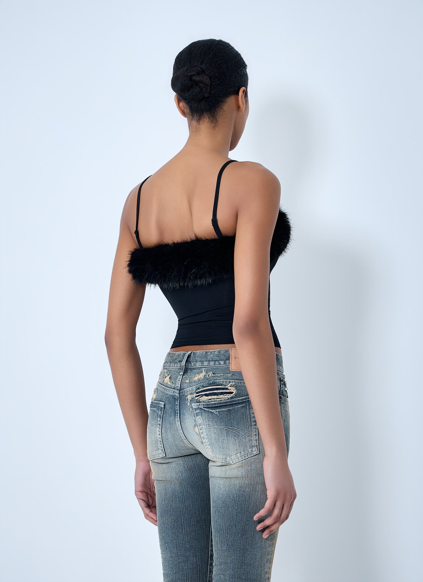 Balenciaga Women Faux Fur Strap Top BALENCIAGA