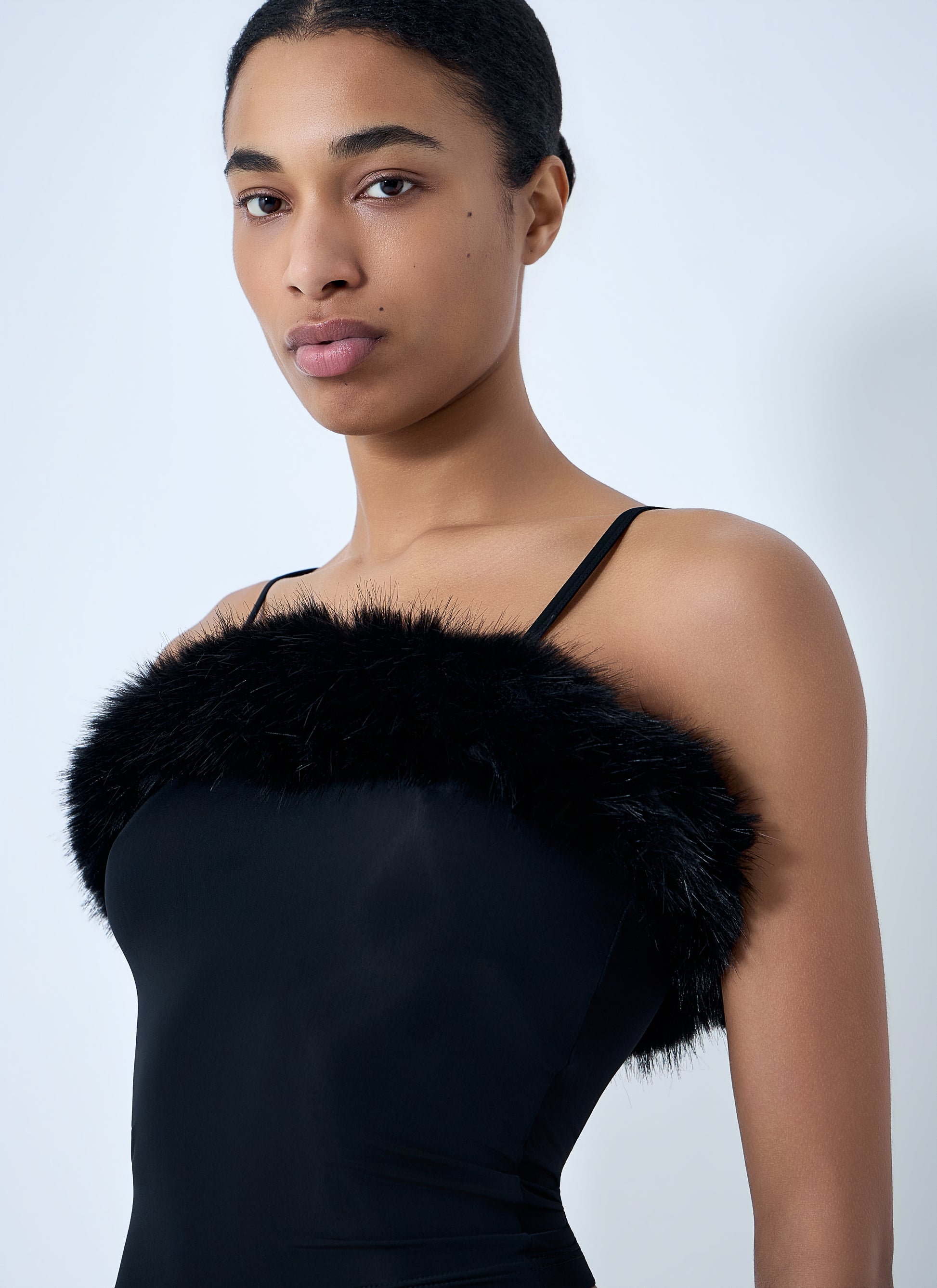 Balenciaga Women Faux Fur Strap Top BALENCIAGA