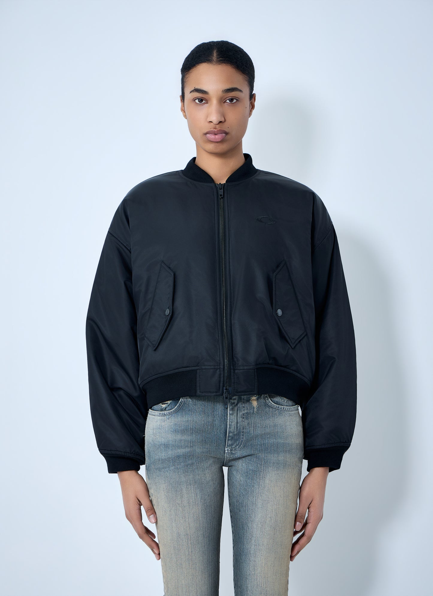 Balenciaga Women Zip-Front Bomber Jacket BALENCIAGA