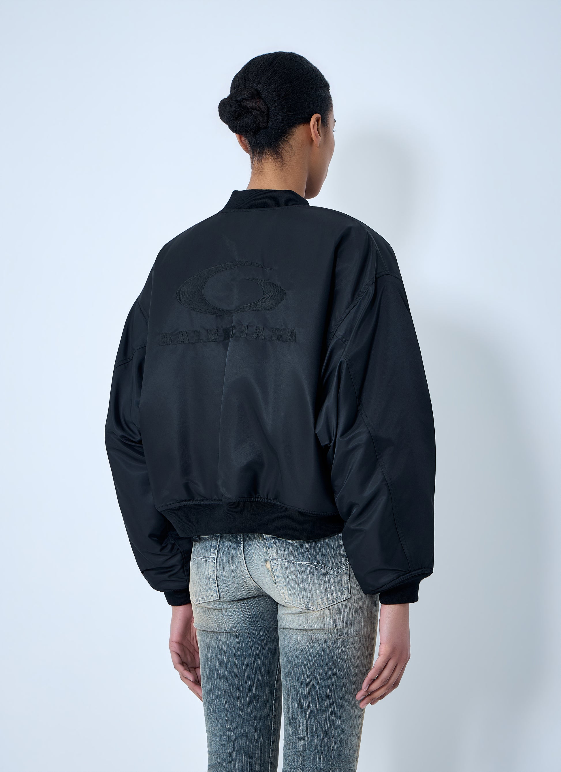 Balenciaga Women Zip-Front Bomber Jacket BALENCIAGA